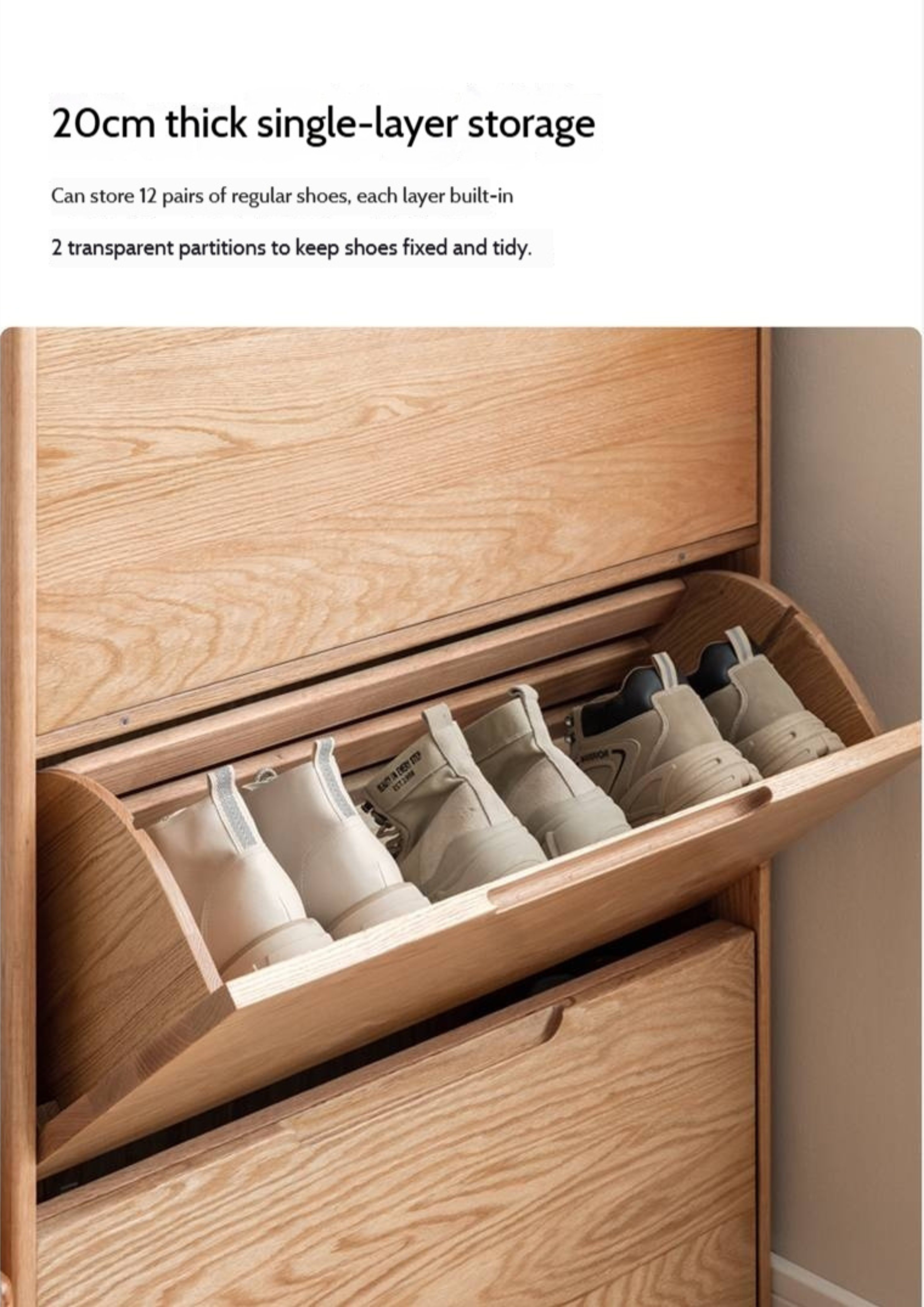 Oak, Poplar Solid Wood Ultra Thin Shoe Cabinet