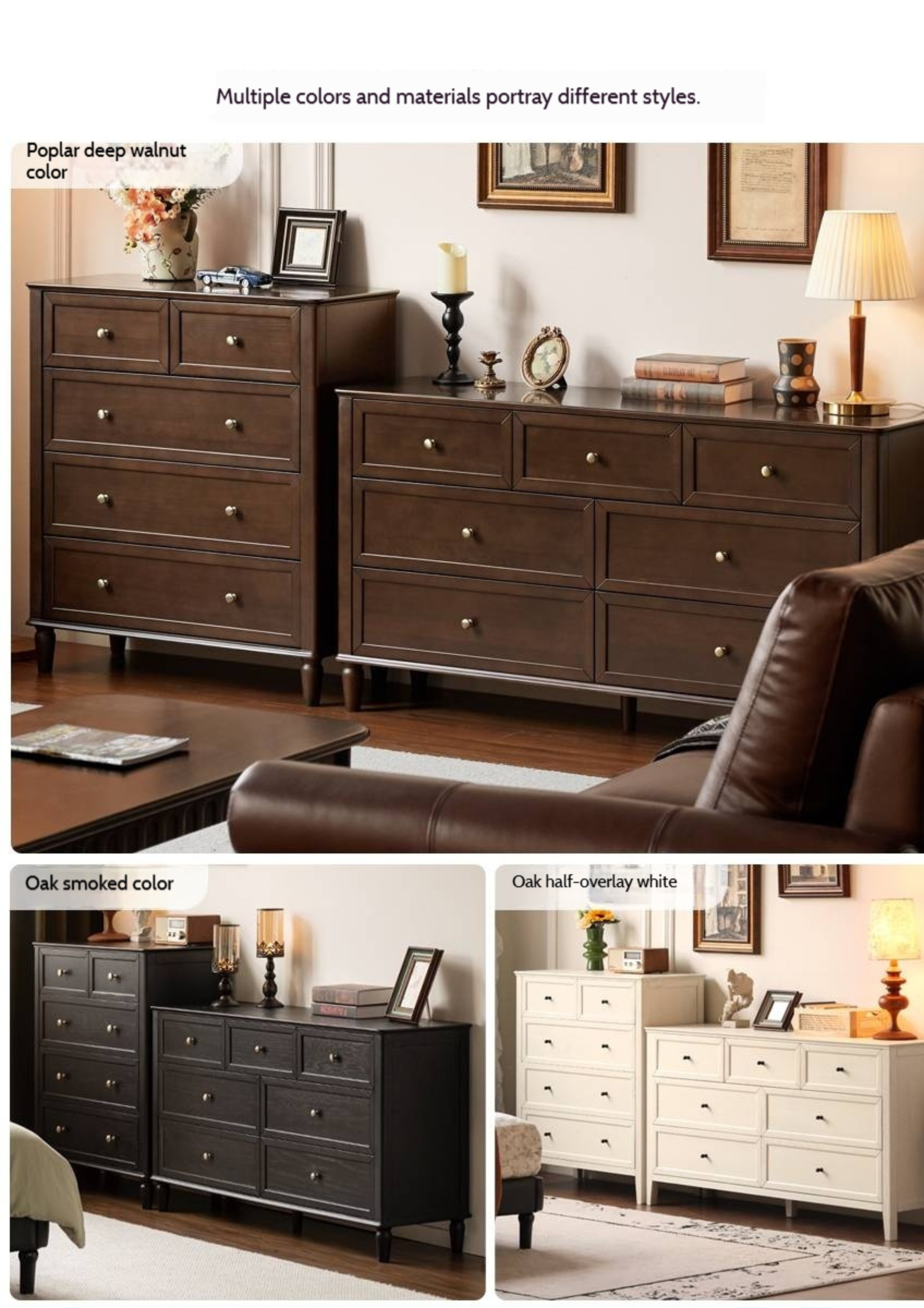 Black Walnut Solid Wood American Retro Chest of Drawers