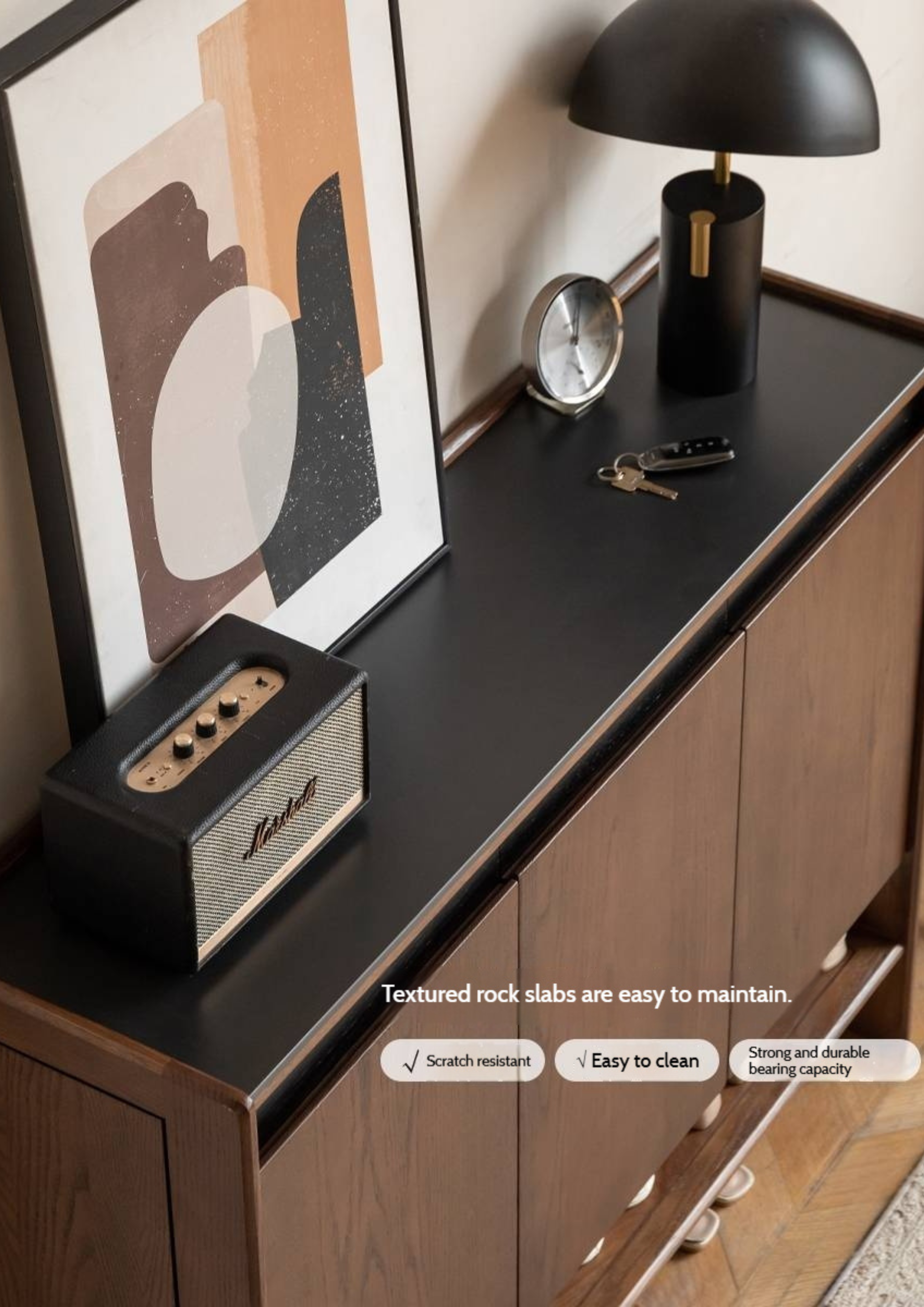 Oak Solid Wood Modern Rock Board Shoe Cabinet