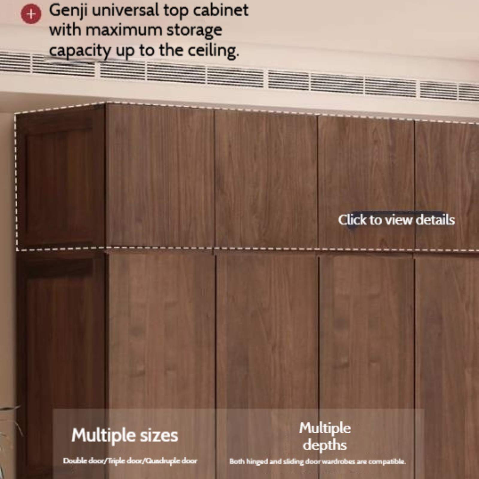 Sandalwood, Black Walnut Solid Wood Modern Double Door Wardrobe