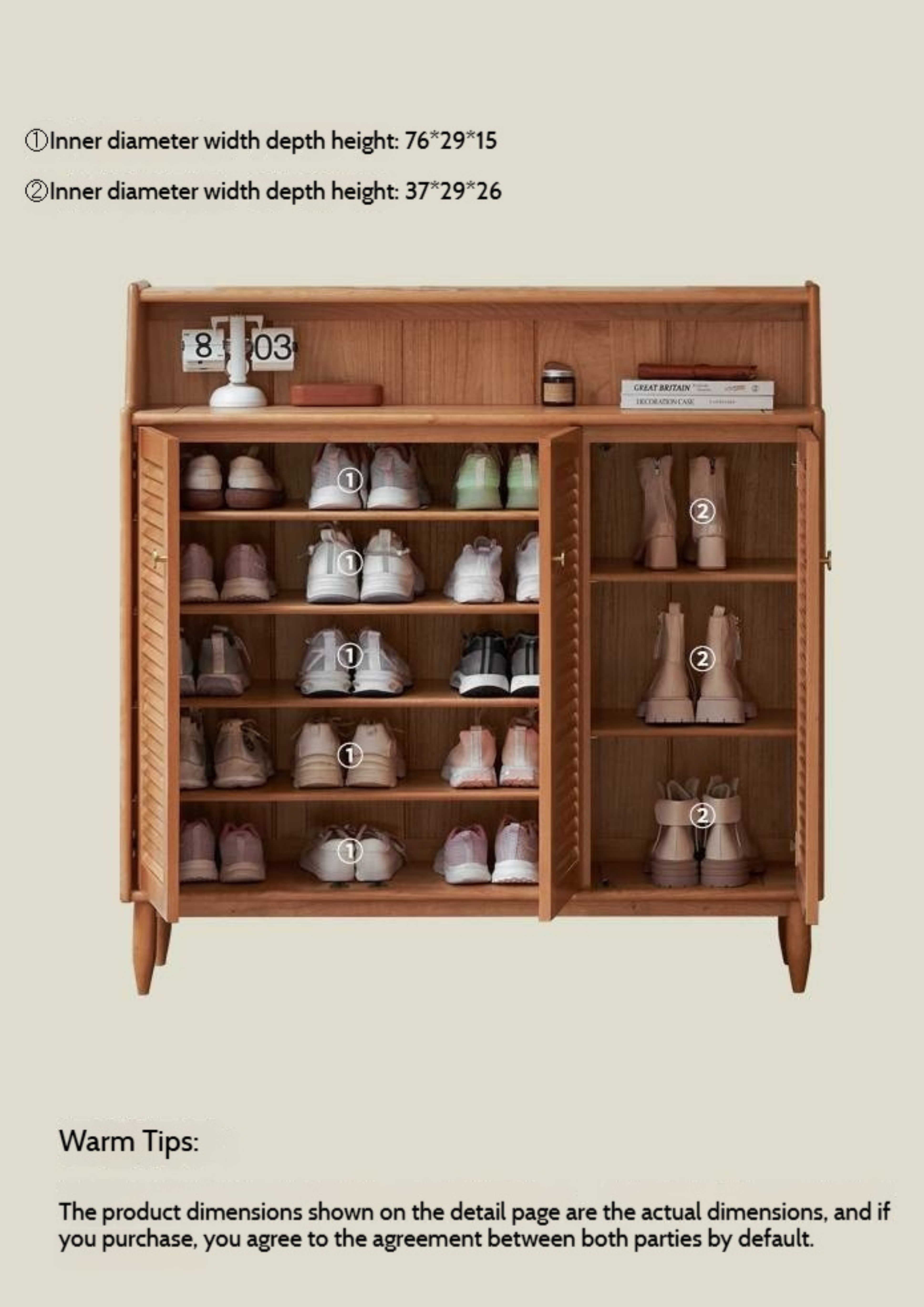 Cherry Solid Wood Entrance Shoe Cabinet
