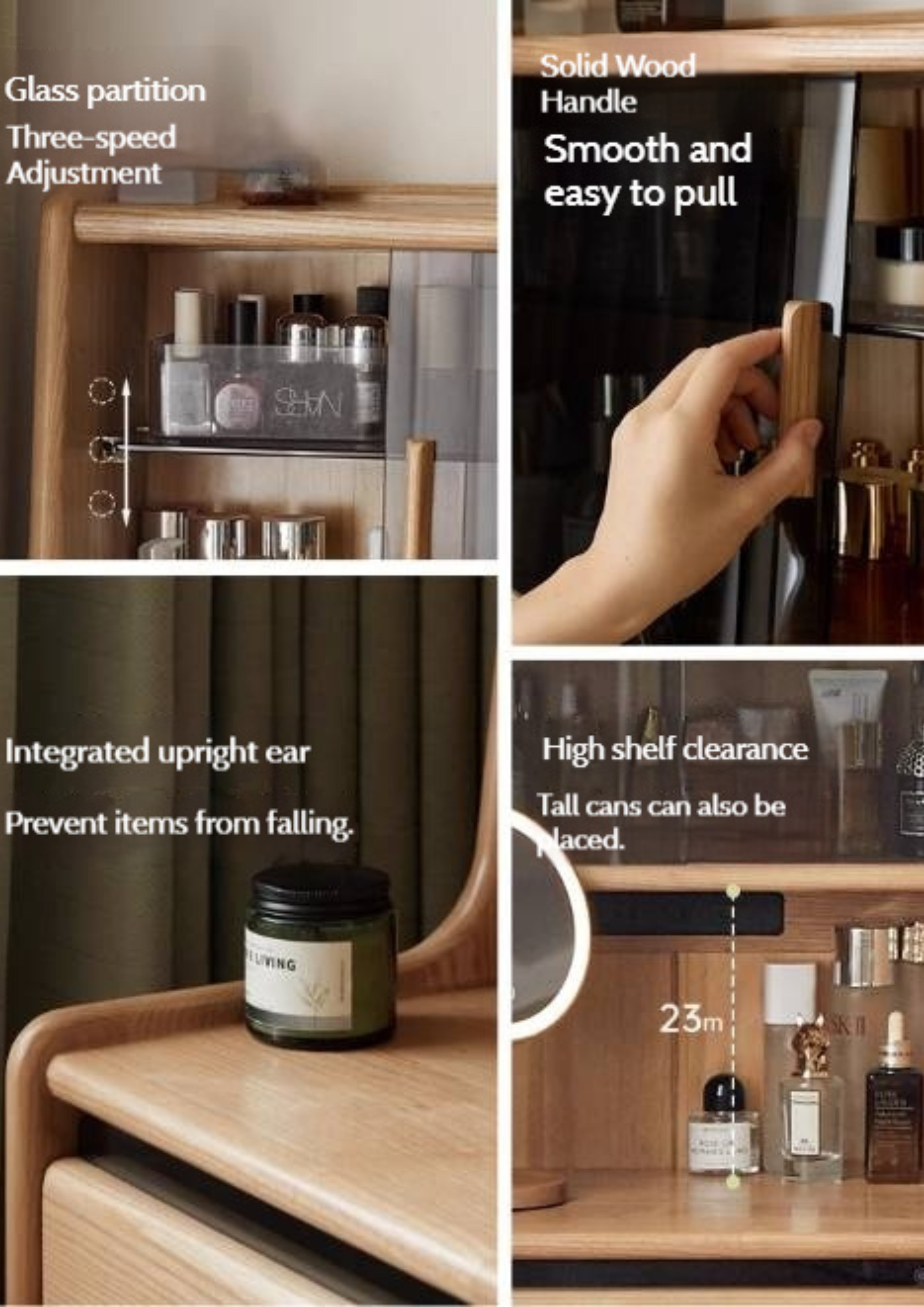 Ash Solid Wood Original Wood Style Multifunctional Dressing Table