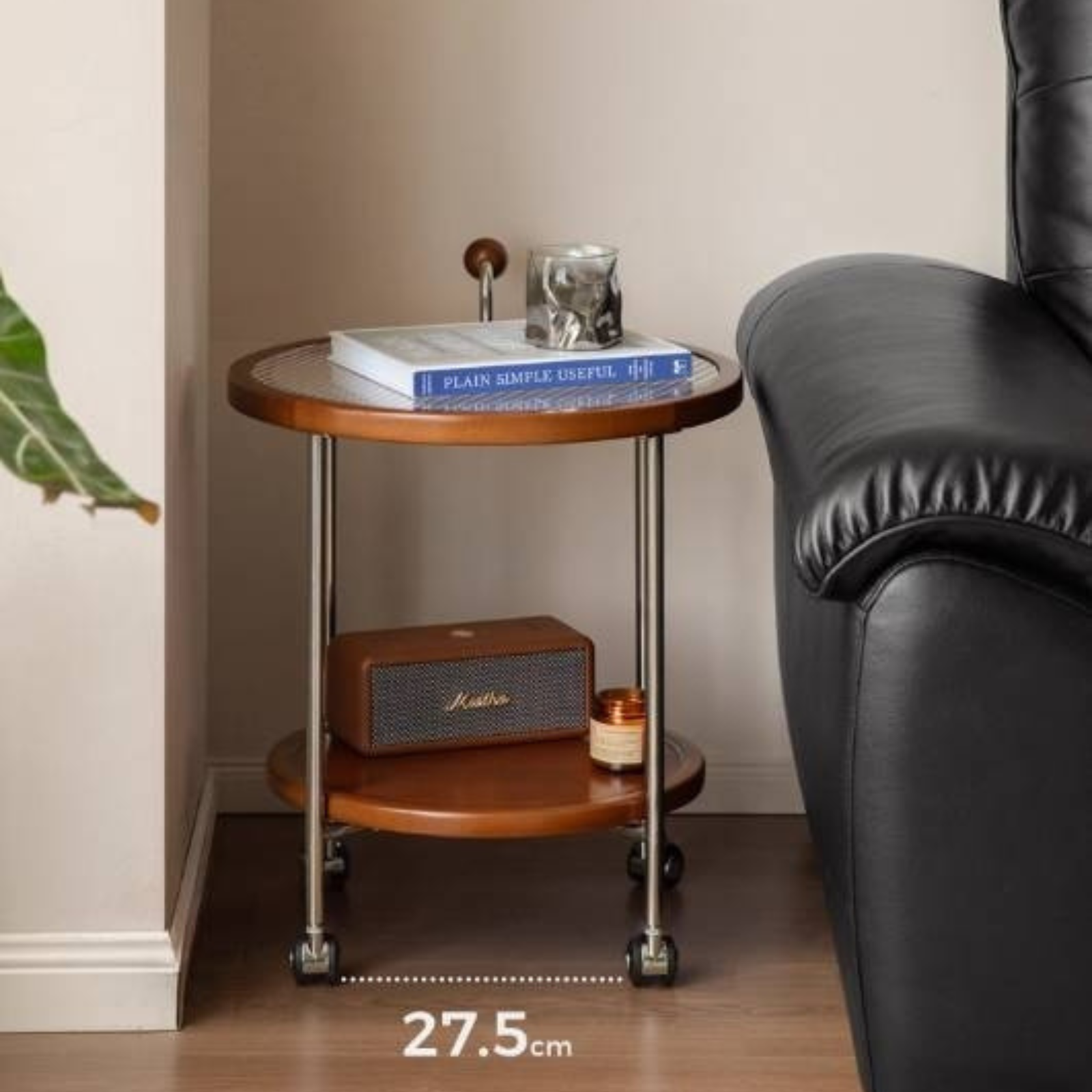 Beech Solid Wood Vintage Style Double Layer Glass Coffee Table