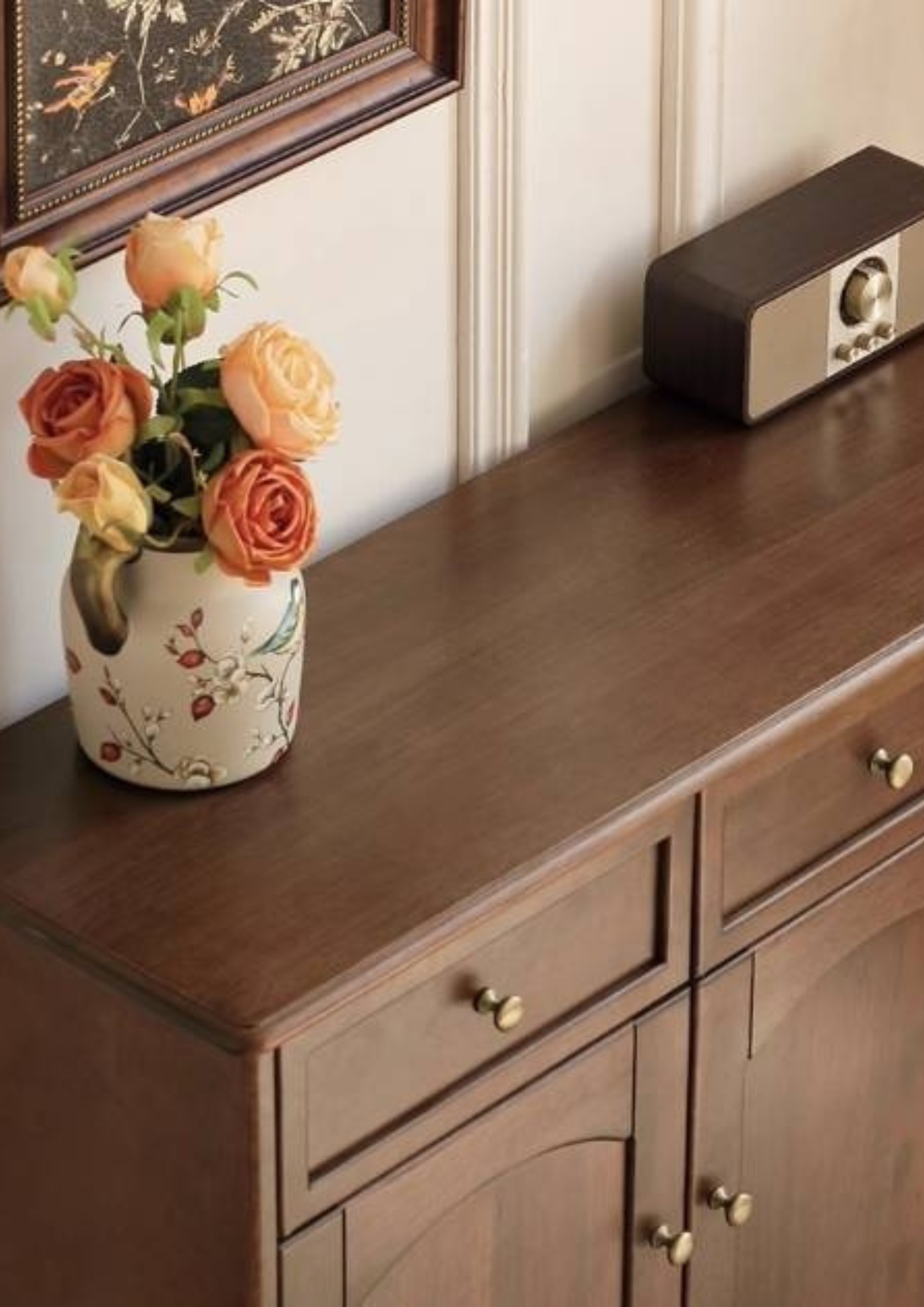 Sandalwood Solid Wood American Retro Storage Shoe Cabinet