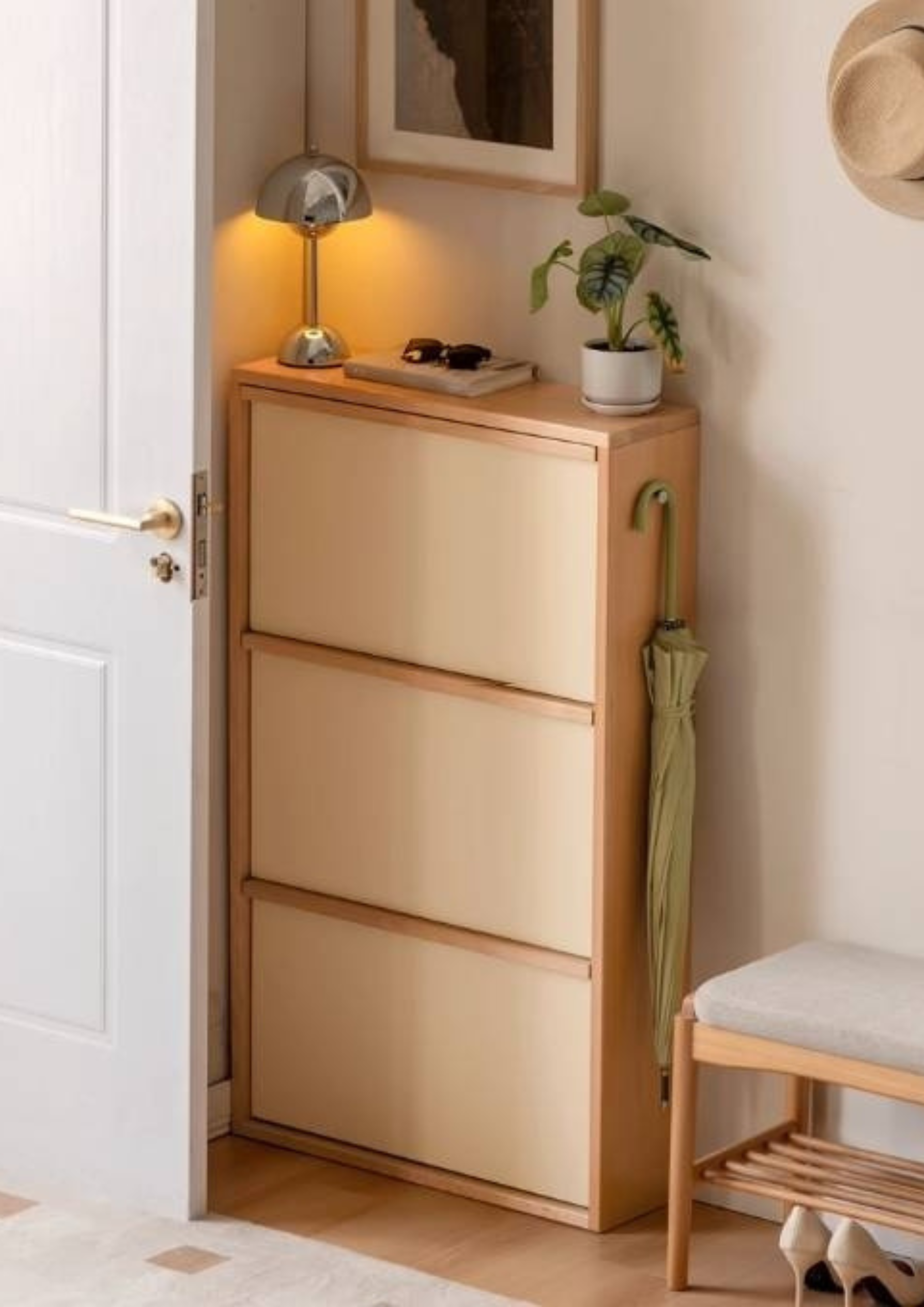 Beech Solid Wood Shoe Cabinet Hallway Cabinet