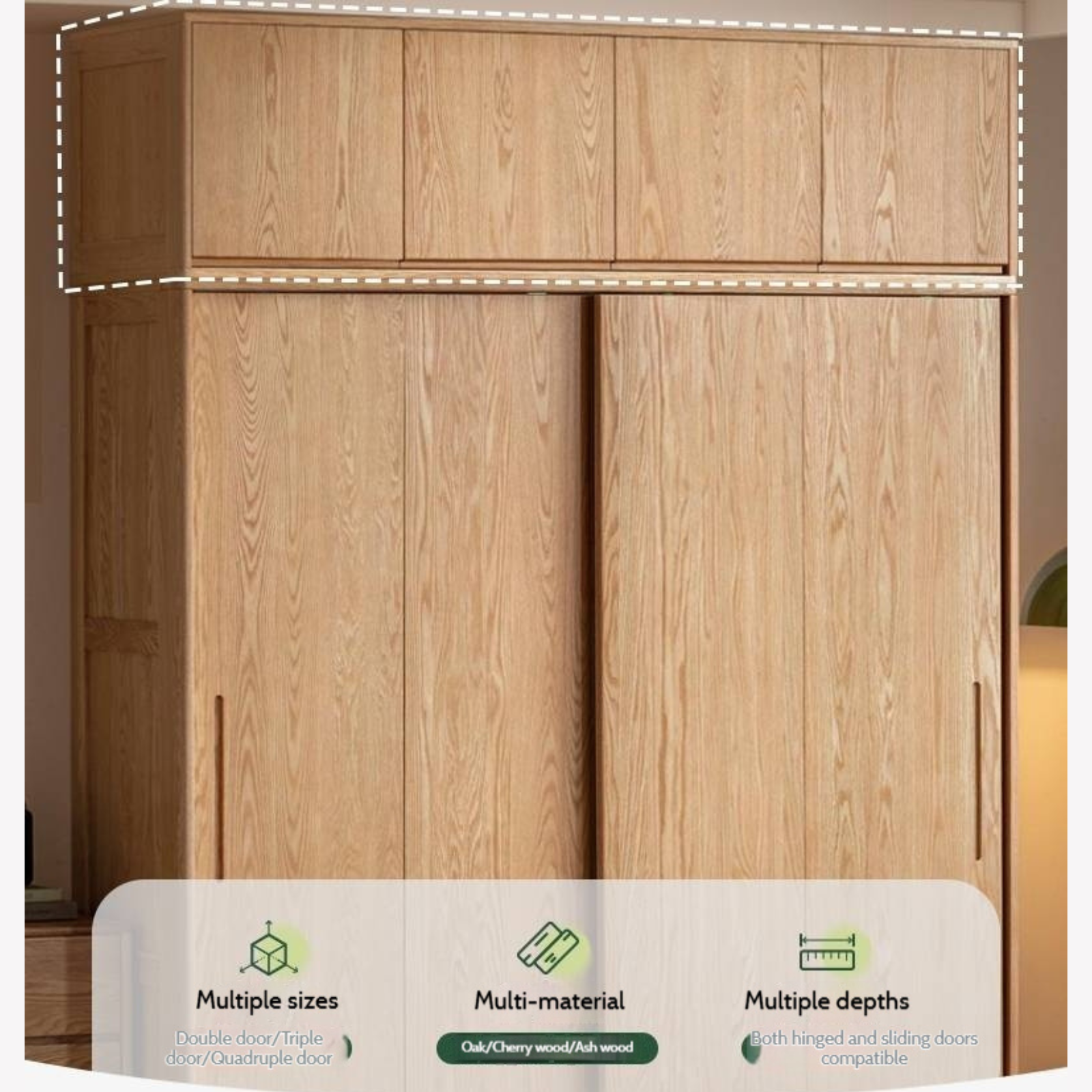 Oak, Ash, Cherry Solid Wood Modern Simple Wardrobe Top