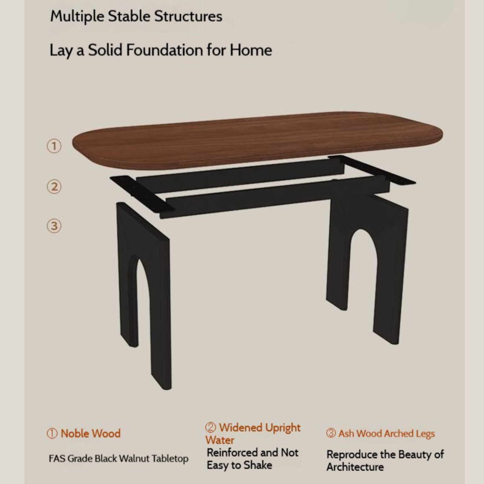 Black Walnut Solid Wood French Retro Style Dining Table