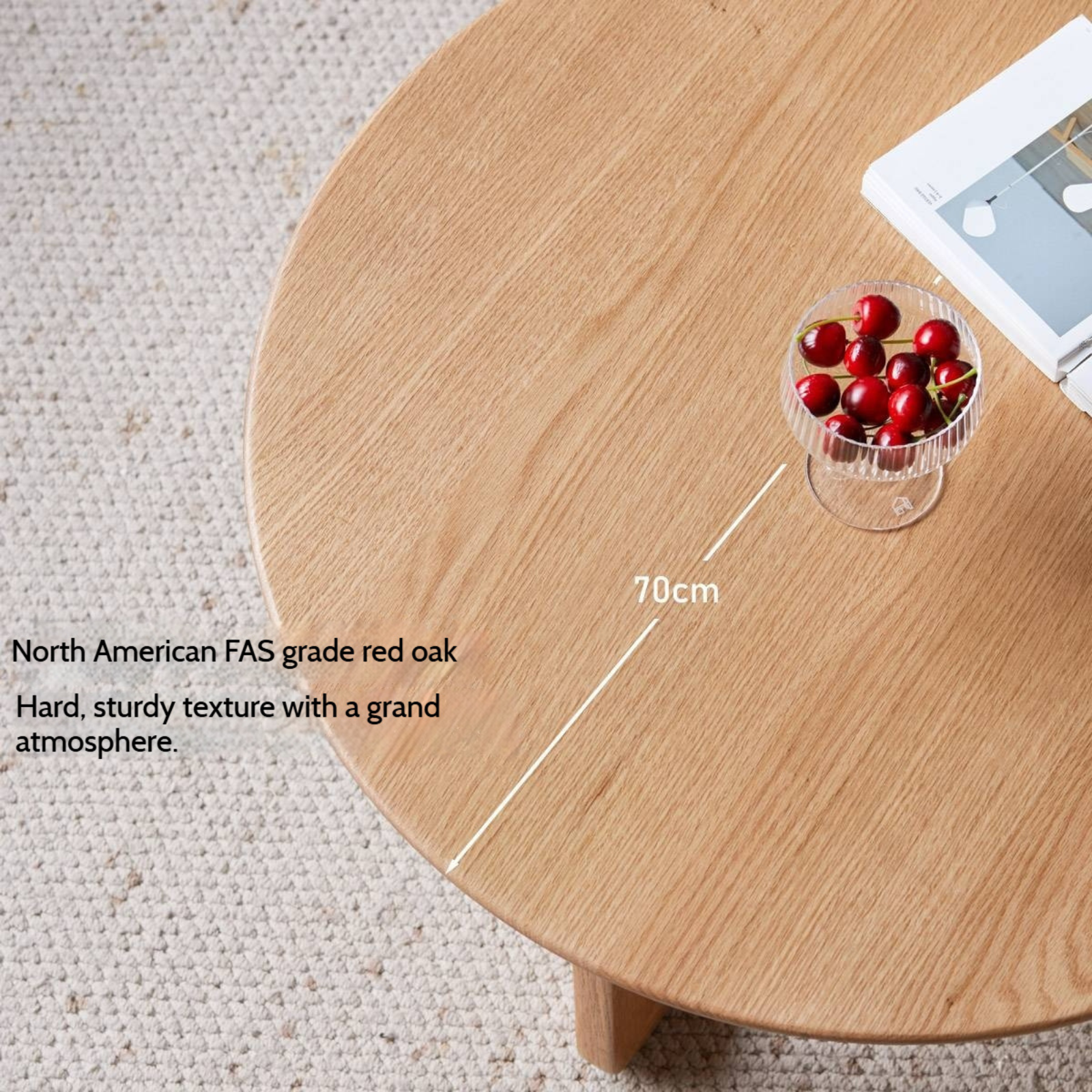 Oak Solid Wood Modern Rattan Coffee Table
