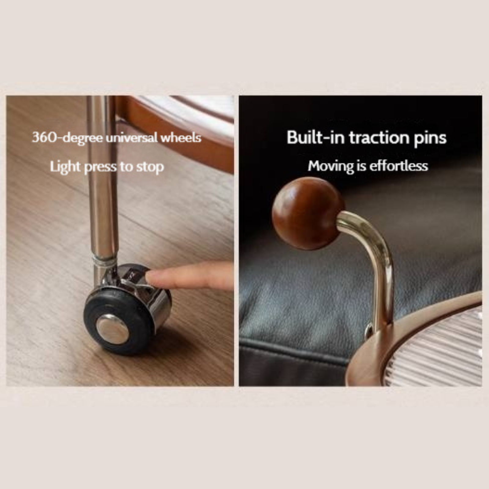 Beech Solid Wood Vintage Style Double Layer Glass Coffee Table