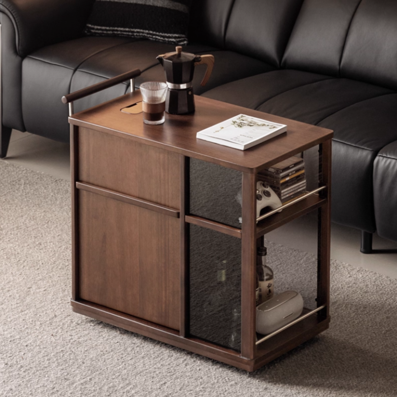 Sandalwood Italian Mobile Side Cabinet