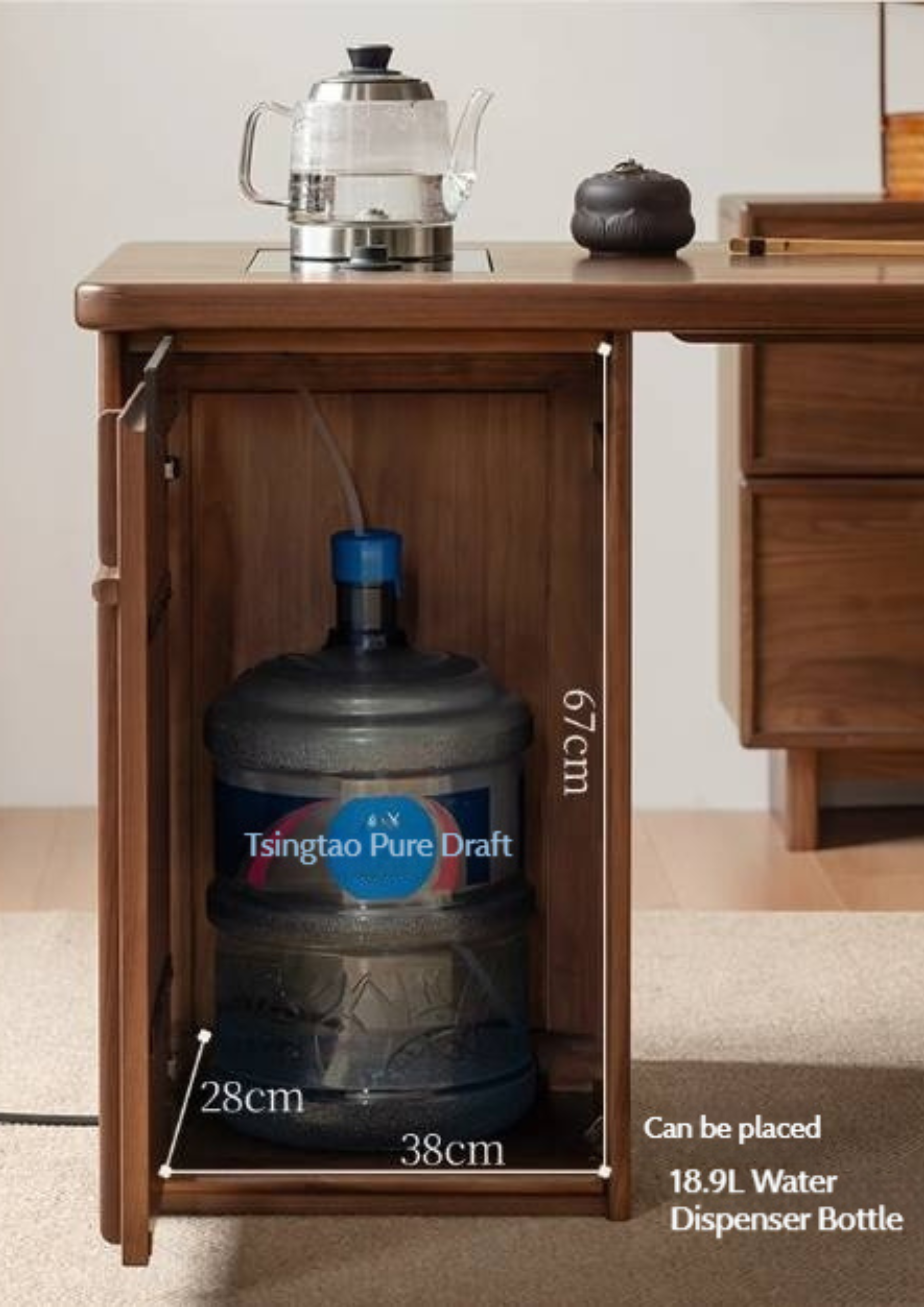 Black Walnut Solid Wood Rectangular Tea Table with Tea Tray