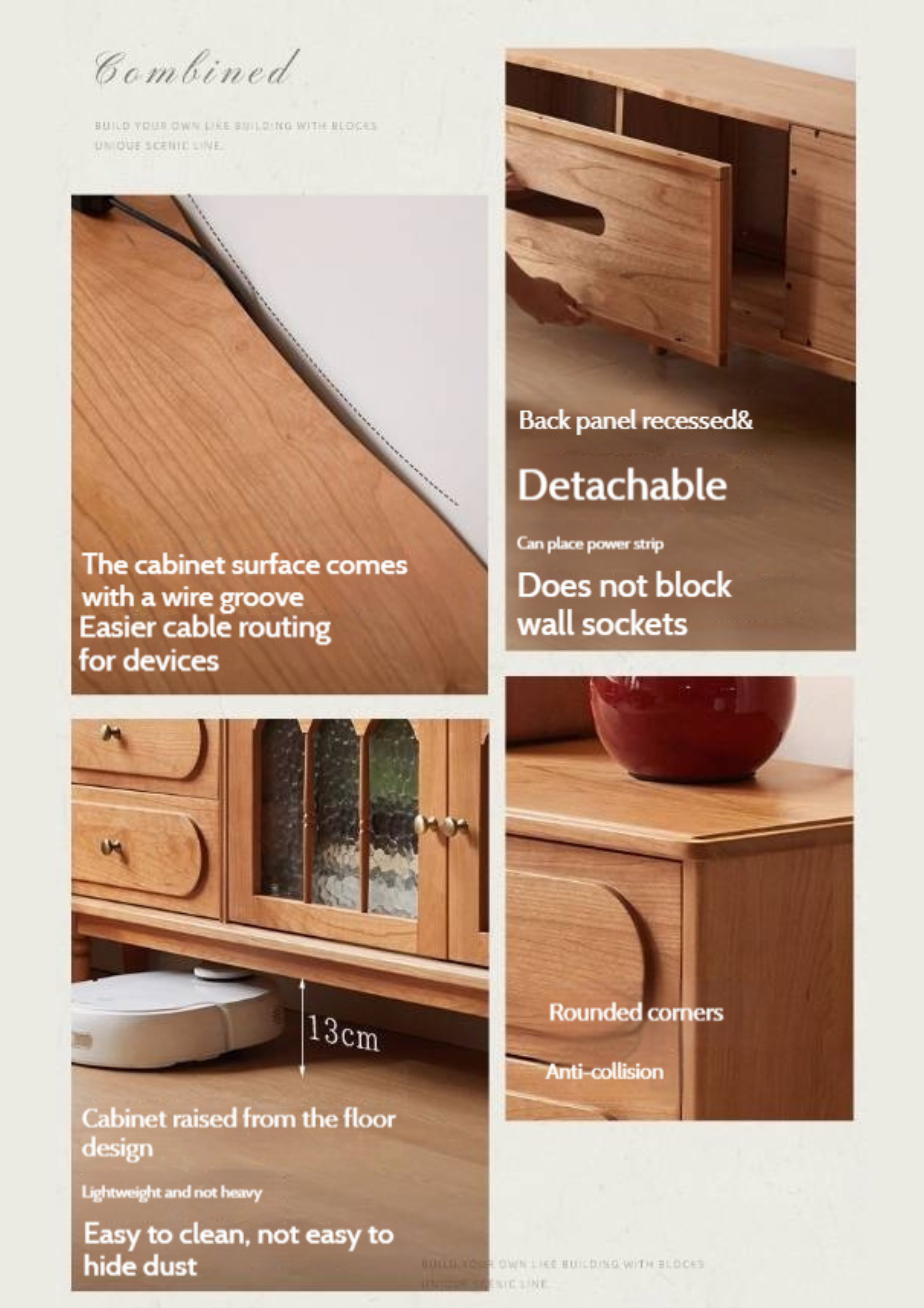 Cherry Solid Wood Style French Retro TV Stand