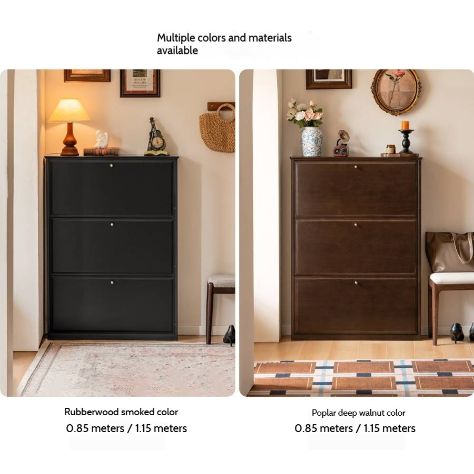 Oak Solid Wood American Retro Style Shoe Cabinet