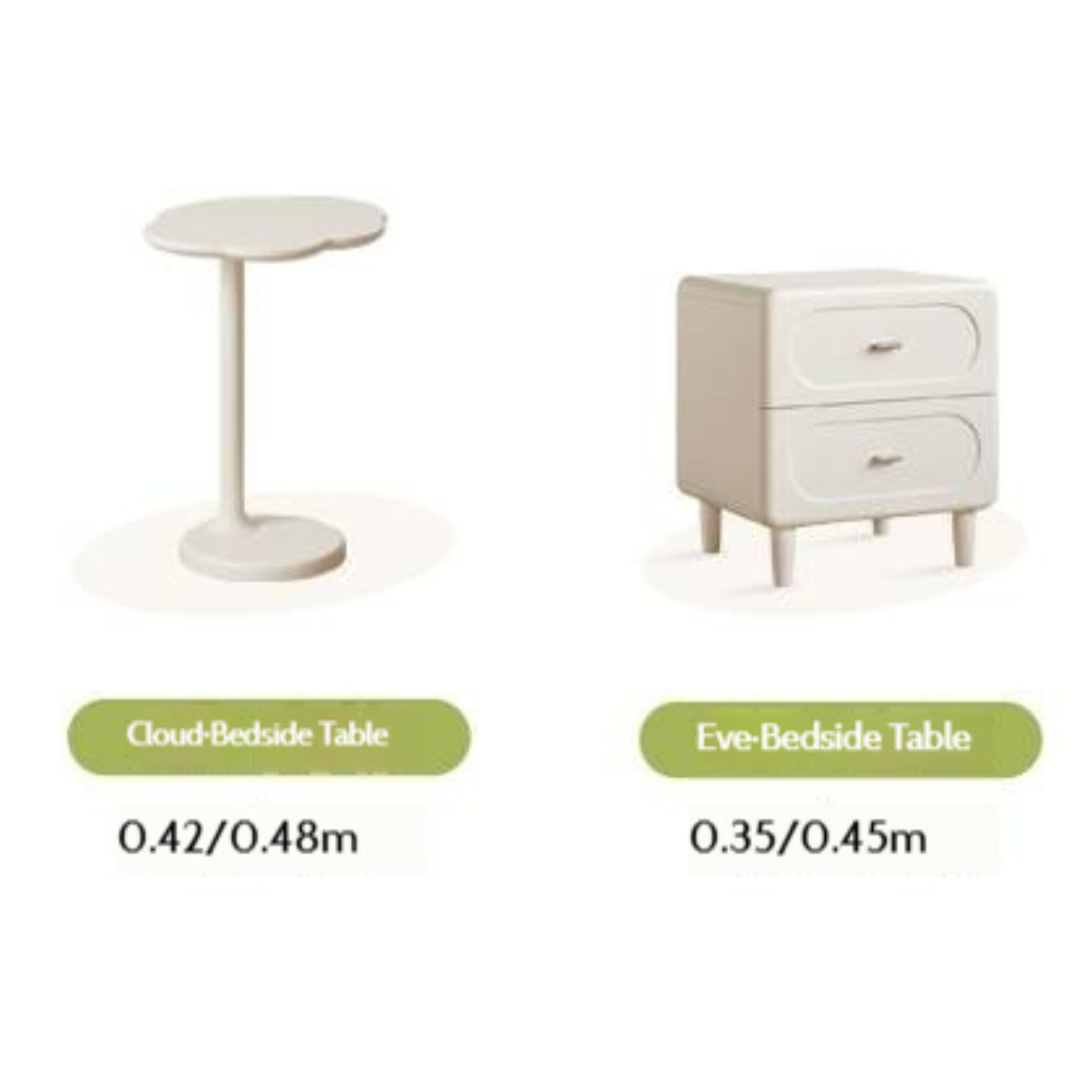 Beech Solid Wood White Cream Style Nightstand