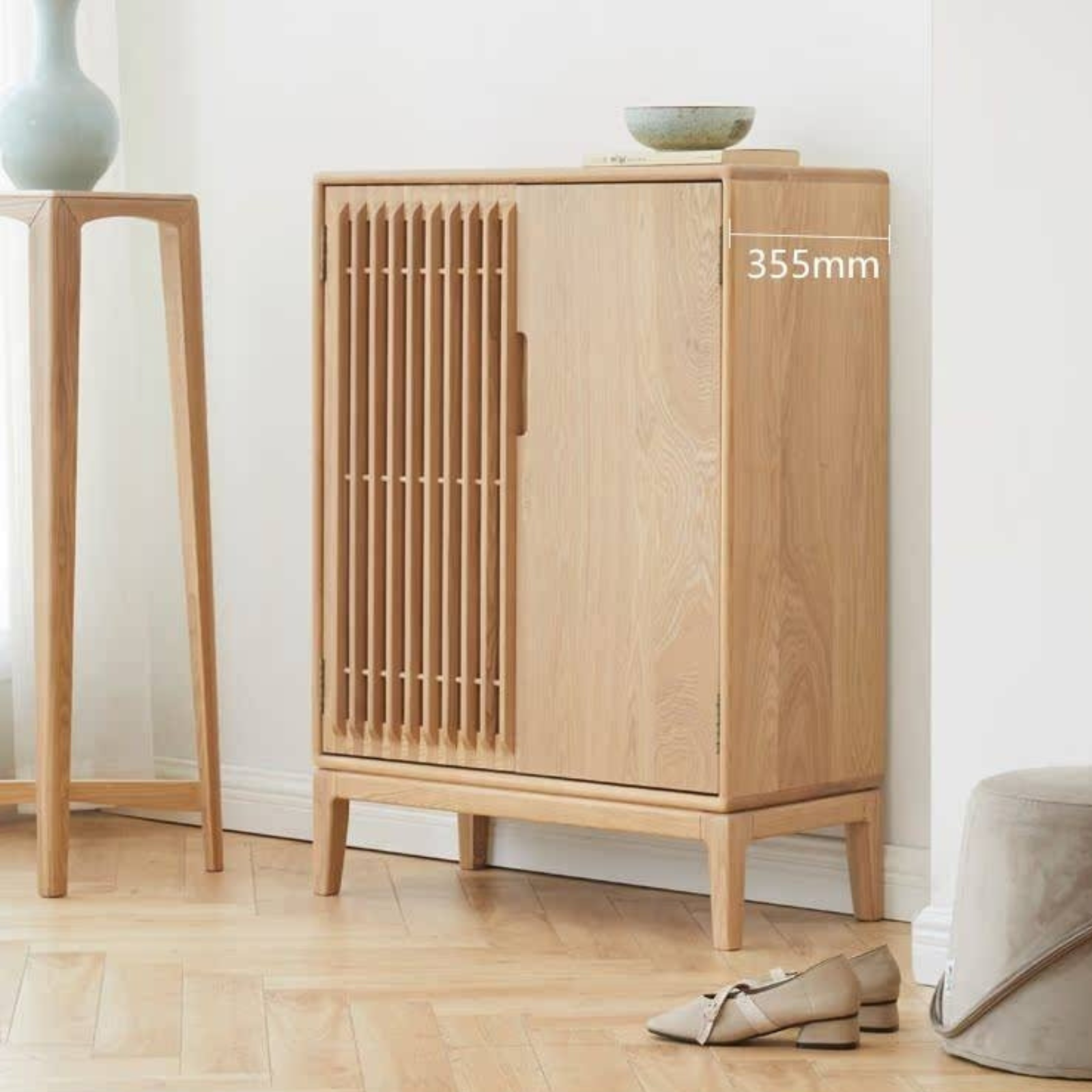 Ash Solid Wood Full Entrance Storage Shoe Cabinet