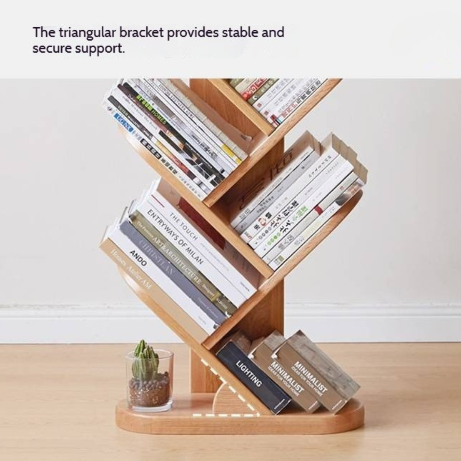 Oak, Cherry, Solid Rubberwood Multi-Layer Creative Corner Bookshelf