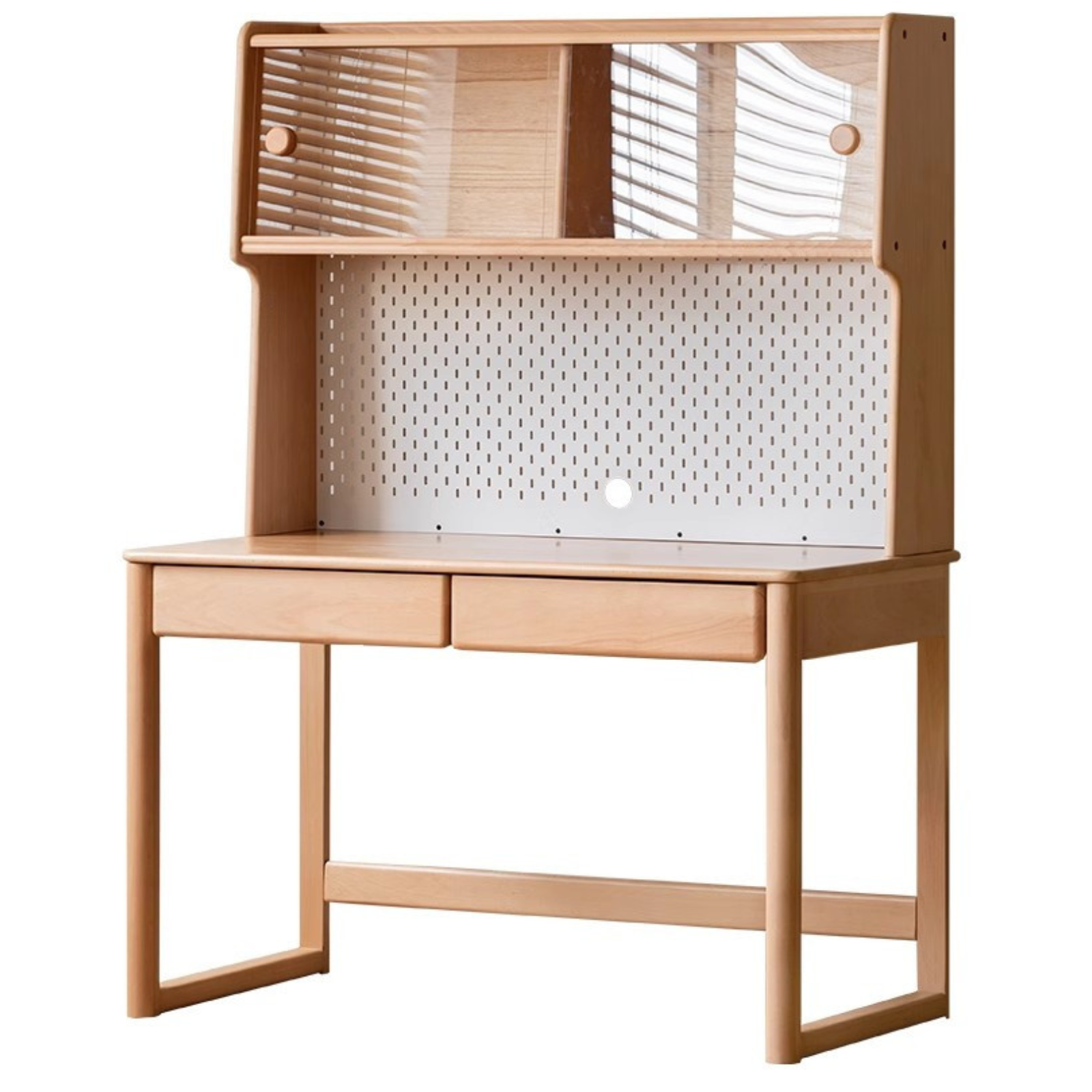 Beech Solid Wood Children's Study Desk Bookshelf Integrated