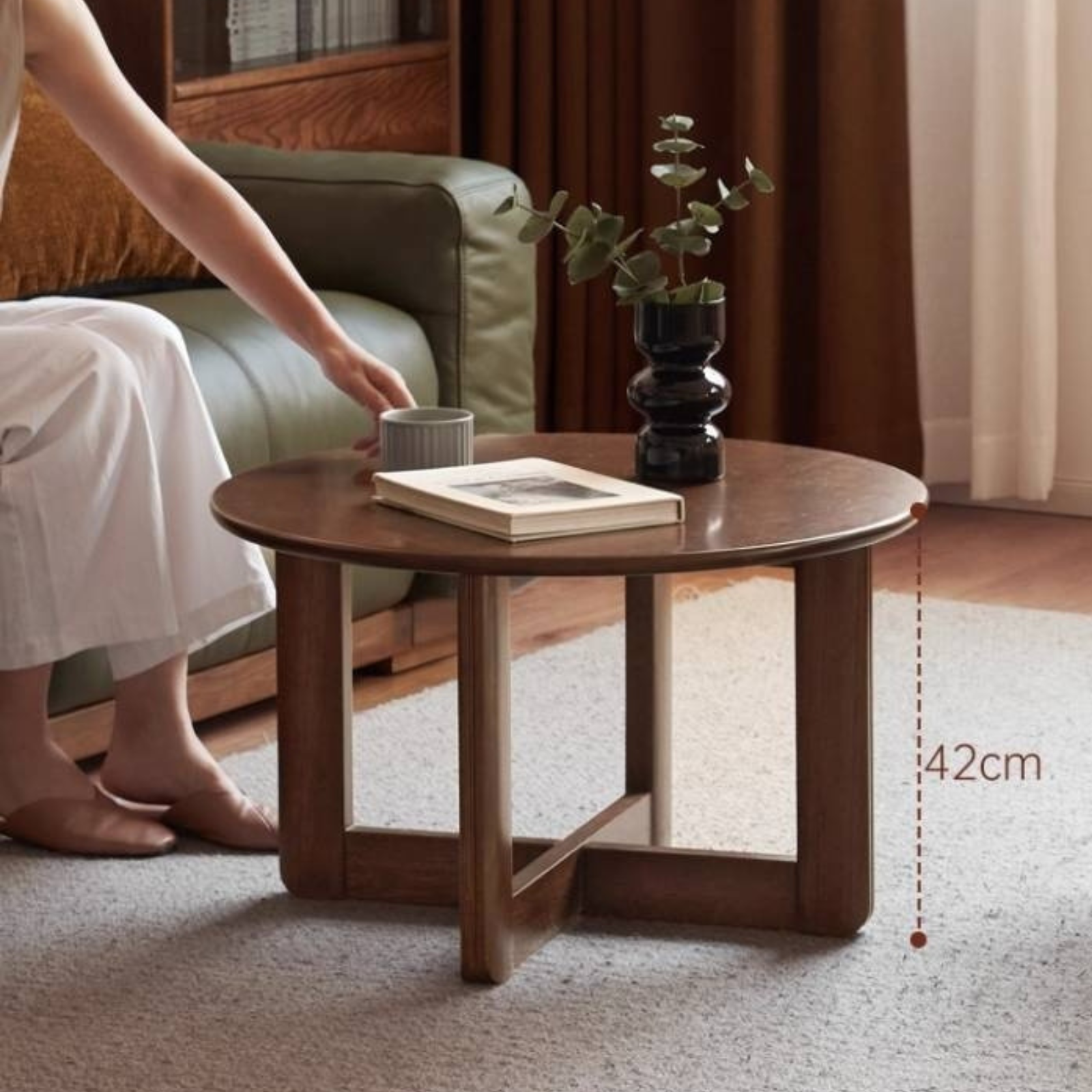 Sandalwood, Oak Solid Wood Modern Coffee Table