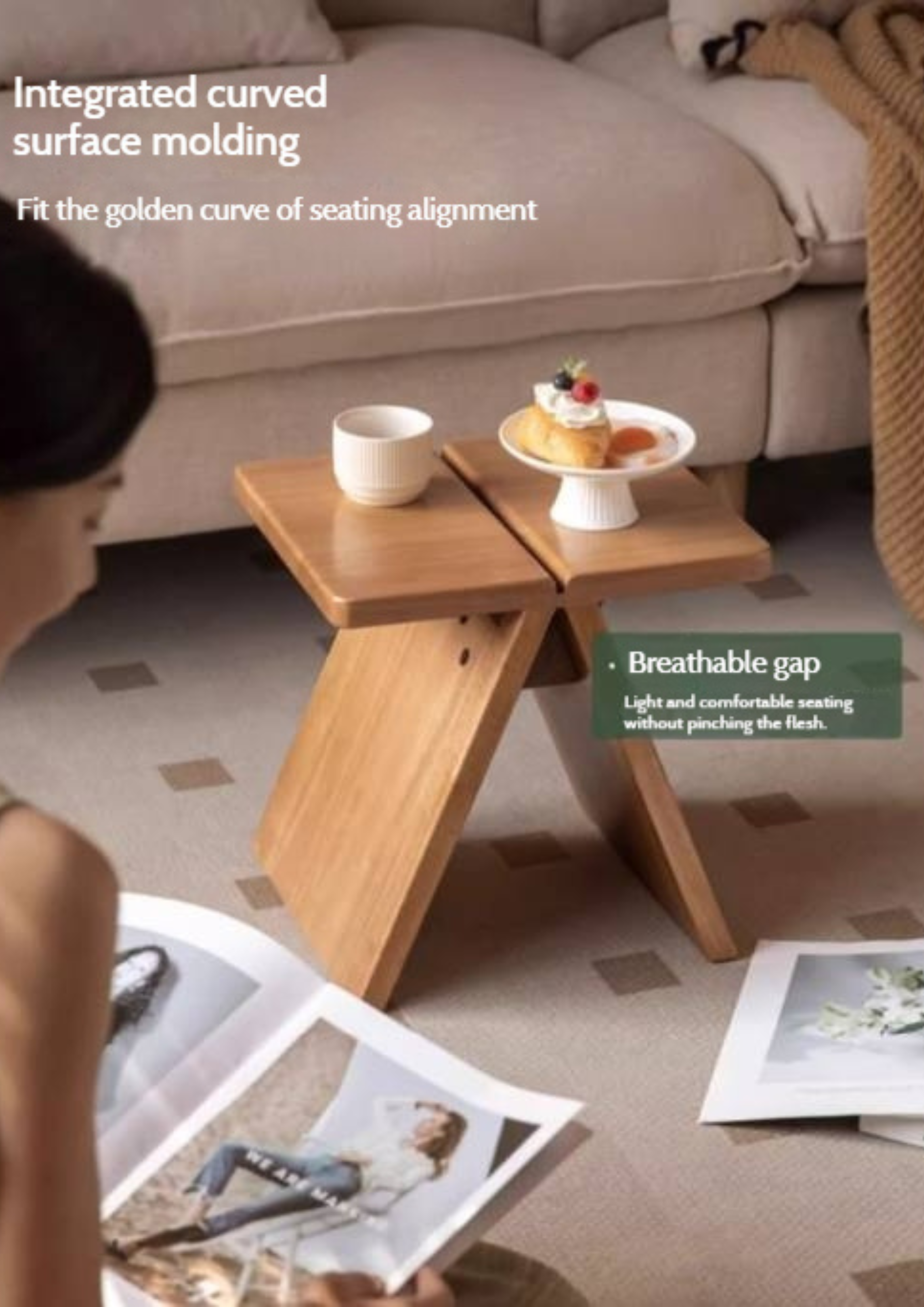 Solid Rubberwood Modern Minimalist Shoe Changing Stool