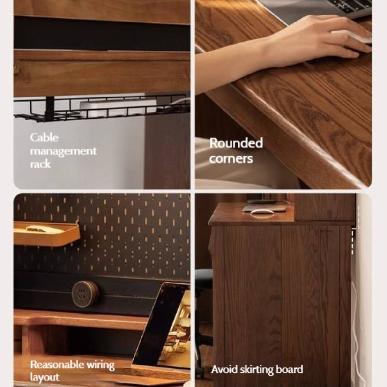 Oak Solid Wood Computer Desk With Shelf