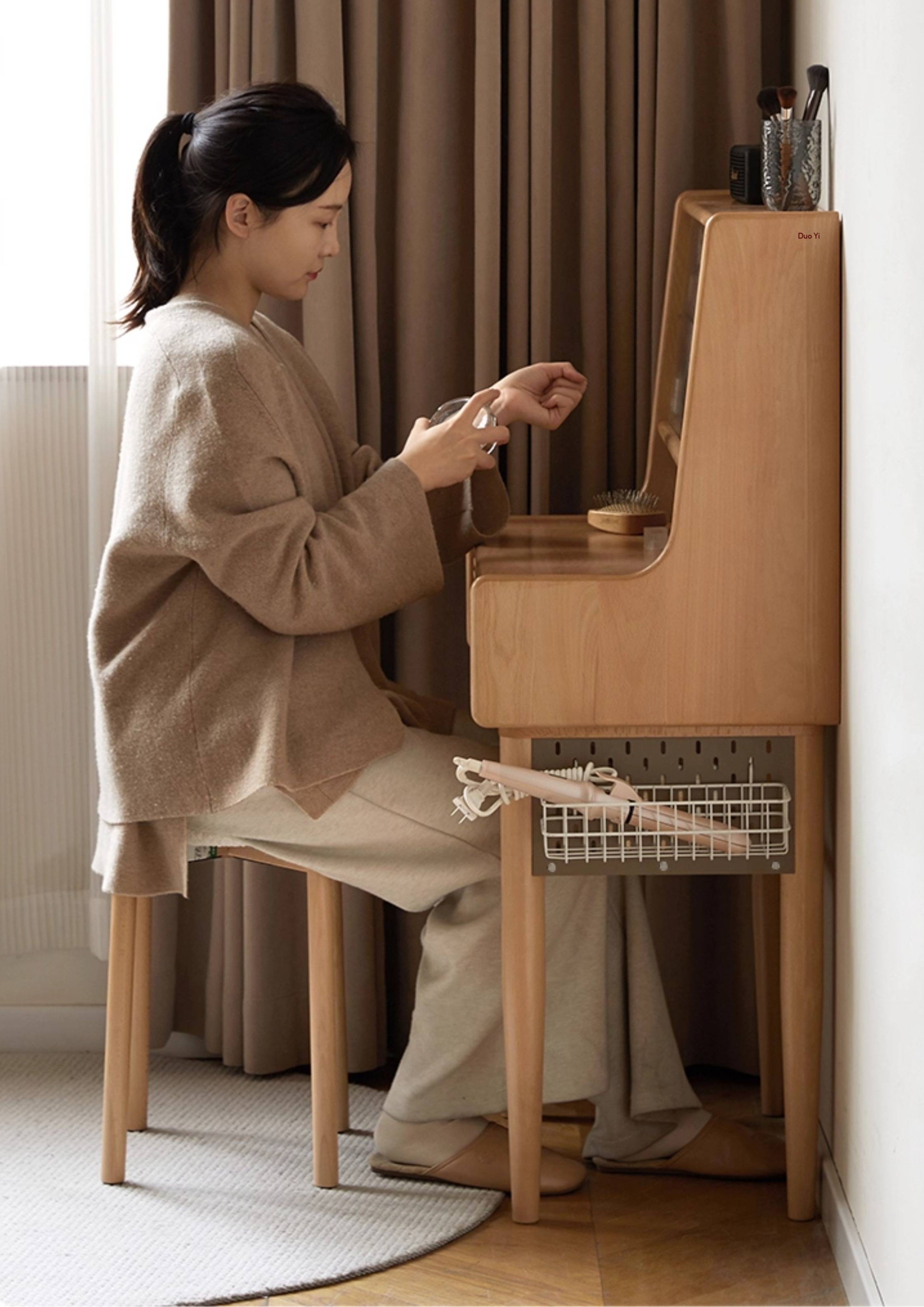 Beech Solid Wood Multifunctional Dressing Table Makeup