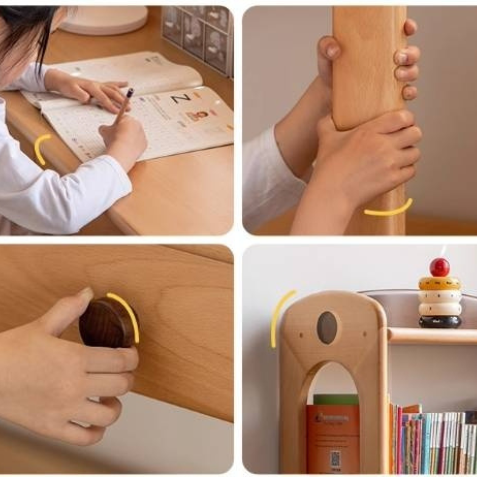 Beech Solid Wood Children's Desk and Bookshelf