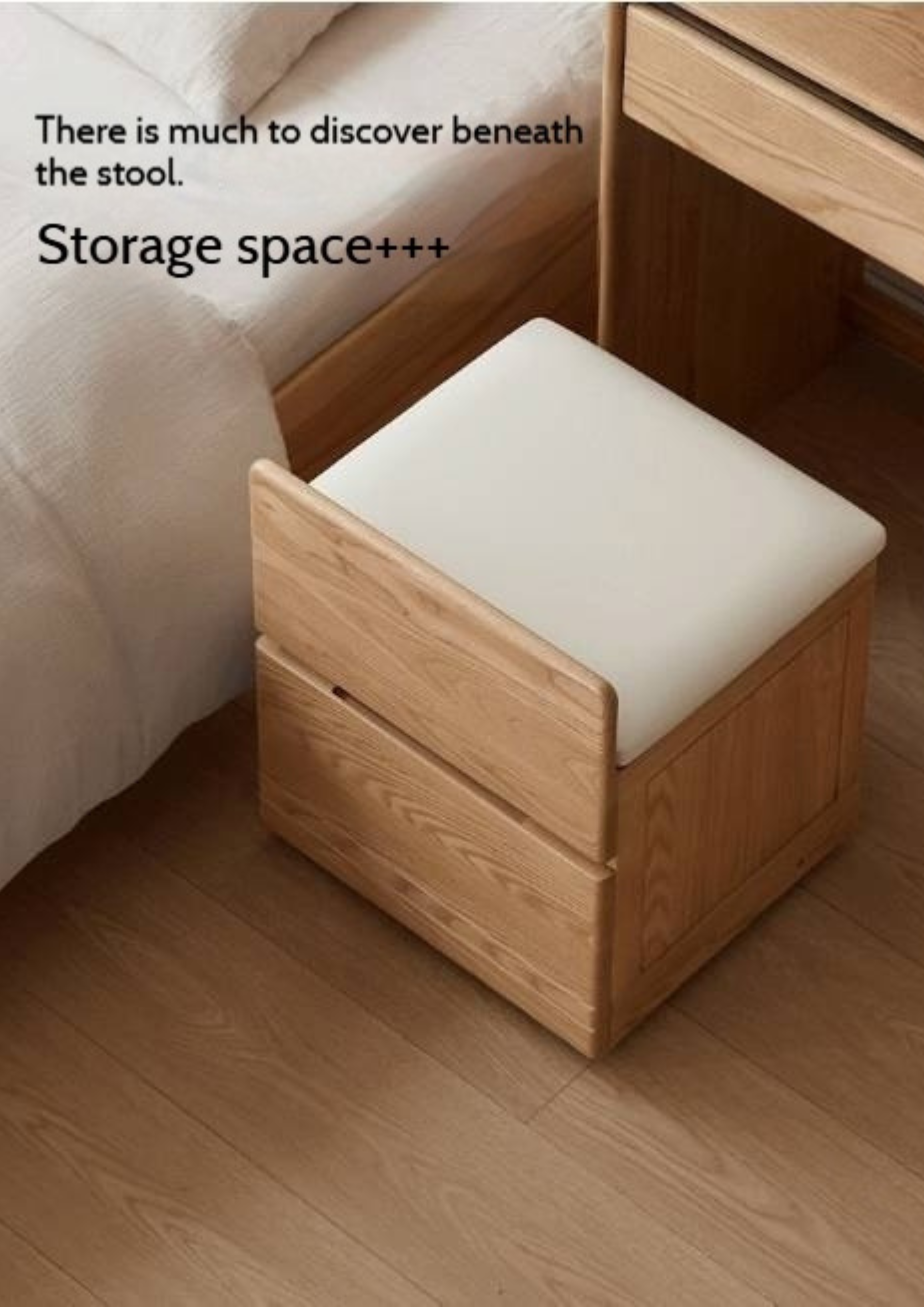 Ash Solid Wood Original Wood Style Multifunctional Dressing Table