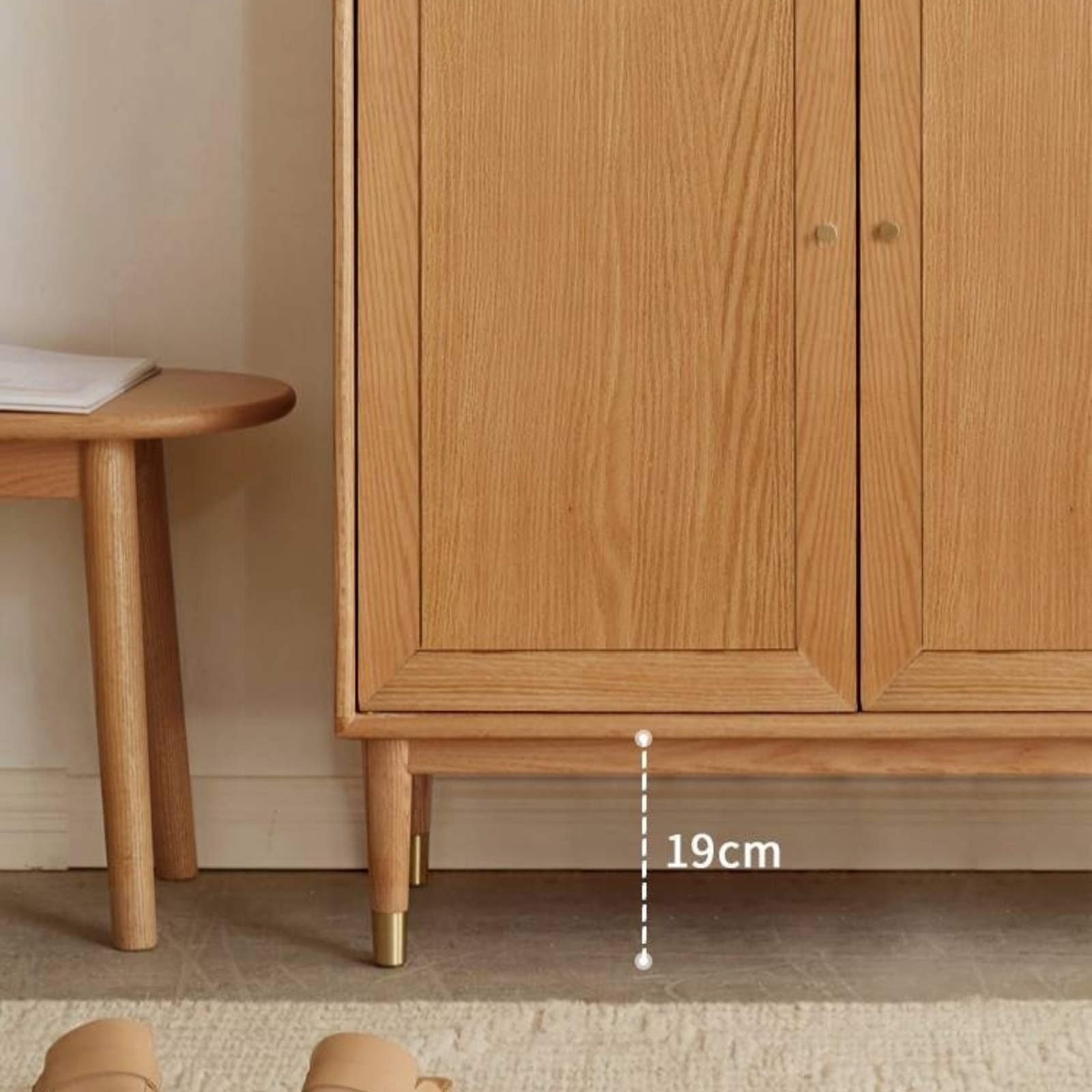 Oak Solid Wood Modern Nordic Storage Shoe Cabinet