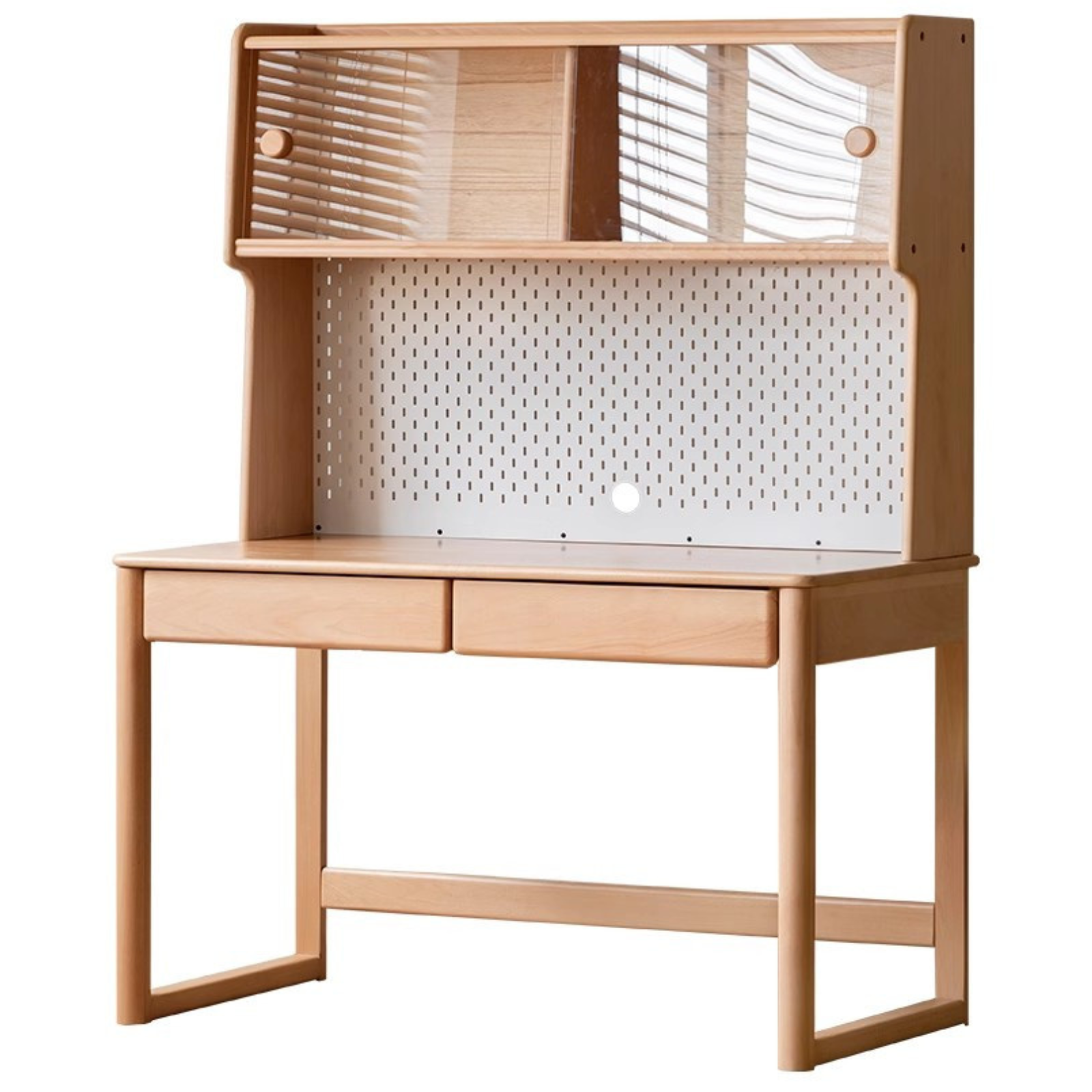 Beech Solid Wood Children's Study Desk Bookshelf Integrated
