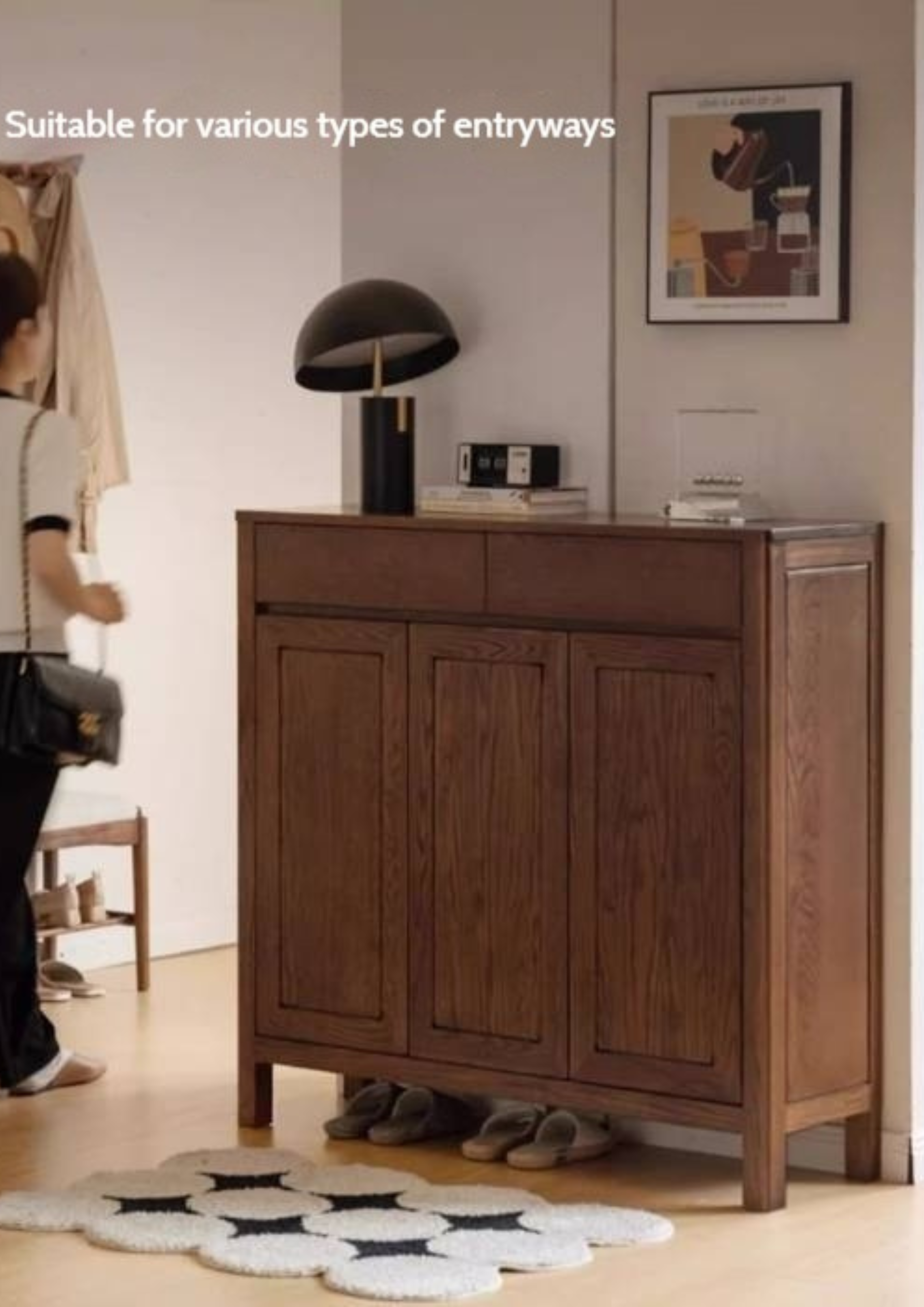 Ash Solid Wood Large Capacity Shoe Cabinet