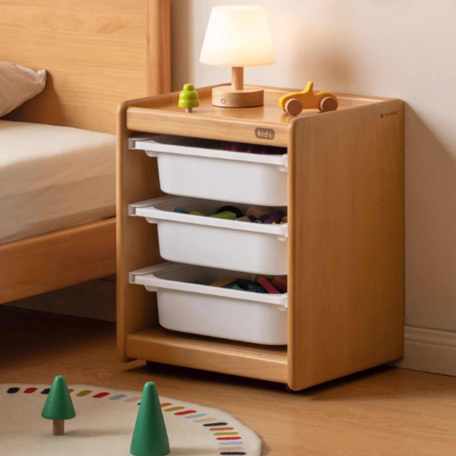 Beech Solid Wood Modern Minimalist Children's Nightstand