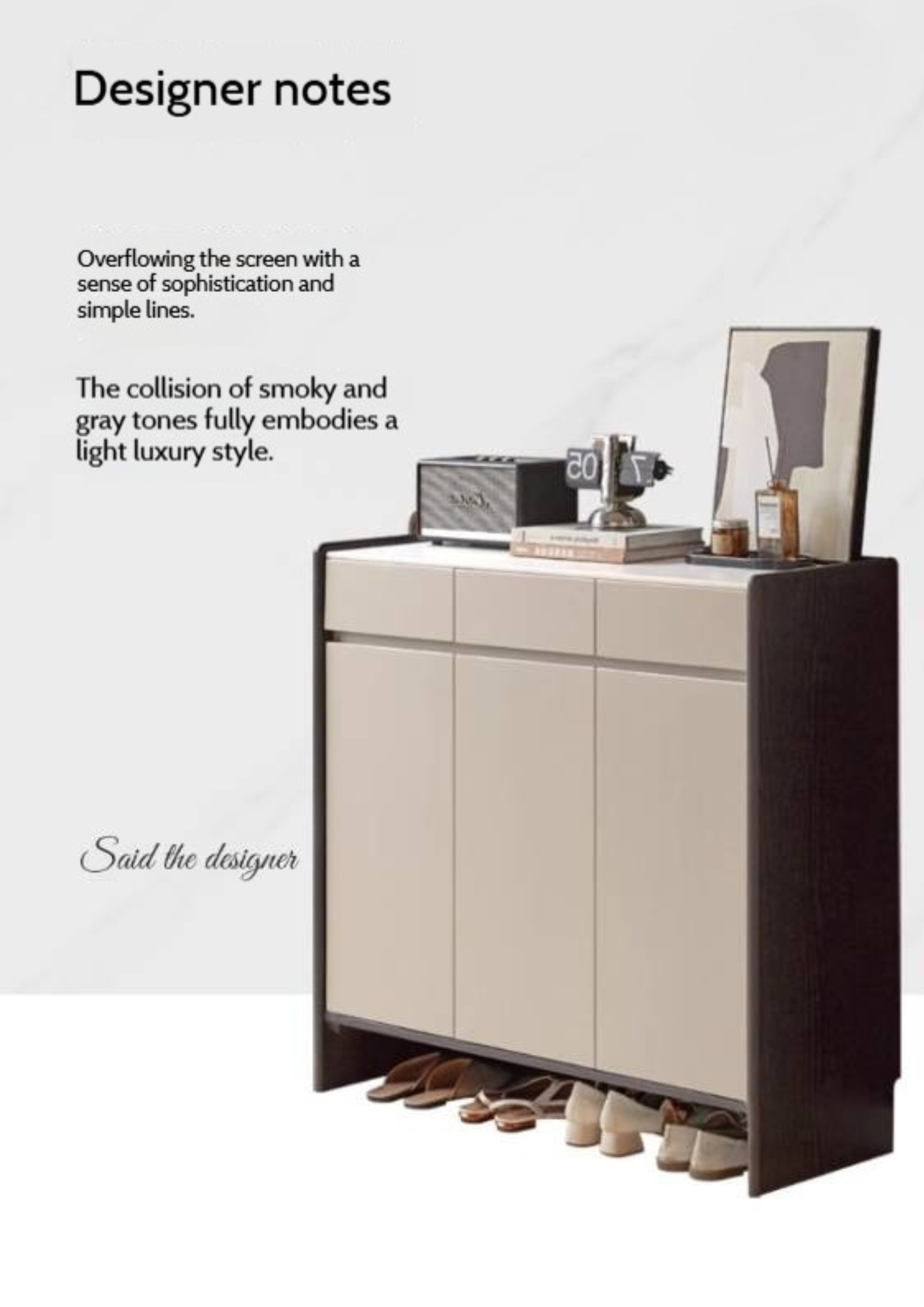 Oak, Rubberwood Solid Wood Porch Cabinet, Shoe Cabinet Slate Top