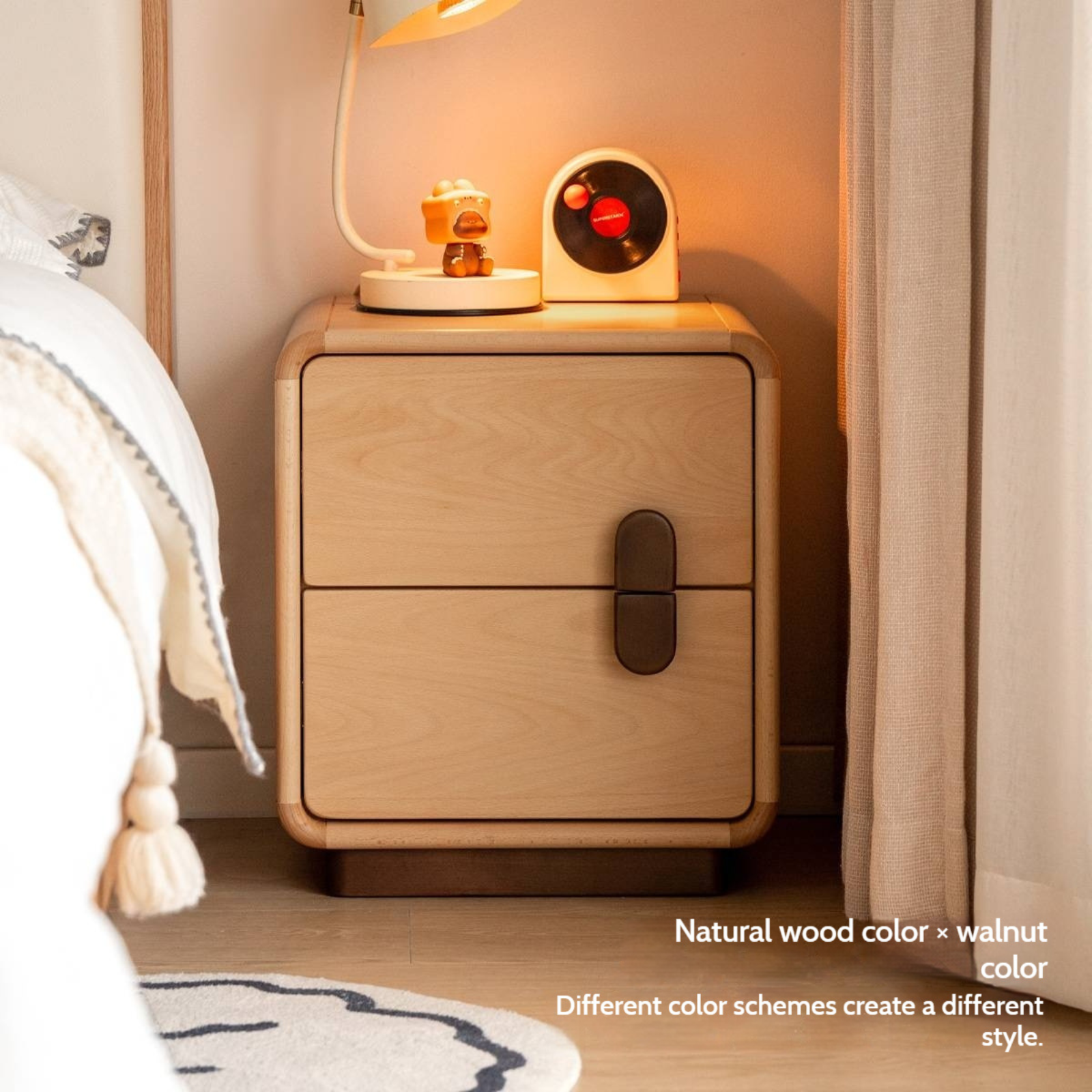 Black Walnut Solid Wood Italian Light Luxury Nightstands