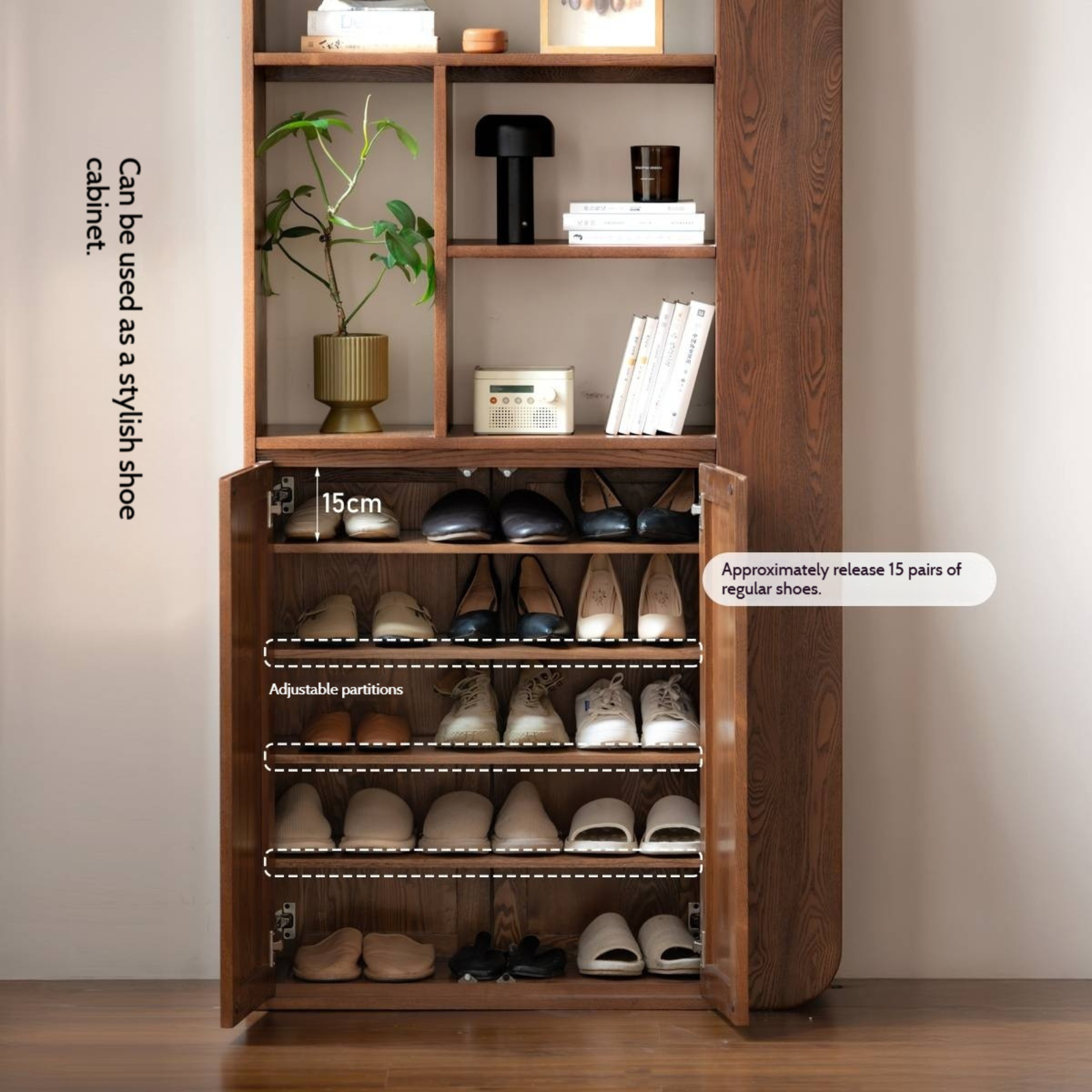 Ash Solid Wood Nordic Style Entrance Shoe Cabinet