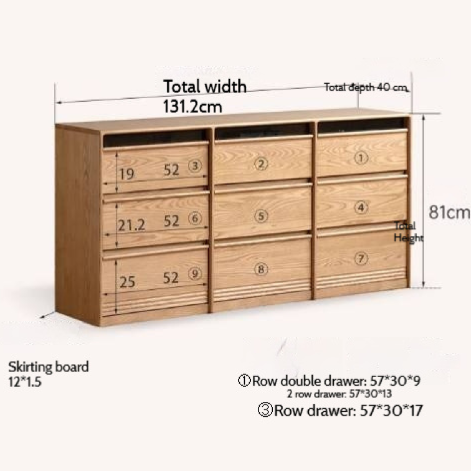 Ash Solid Wood Modern Chest of Drawers