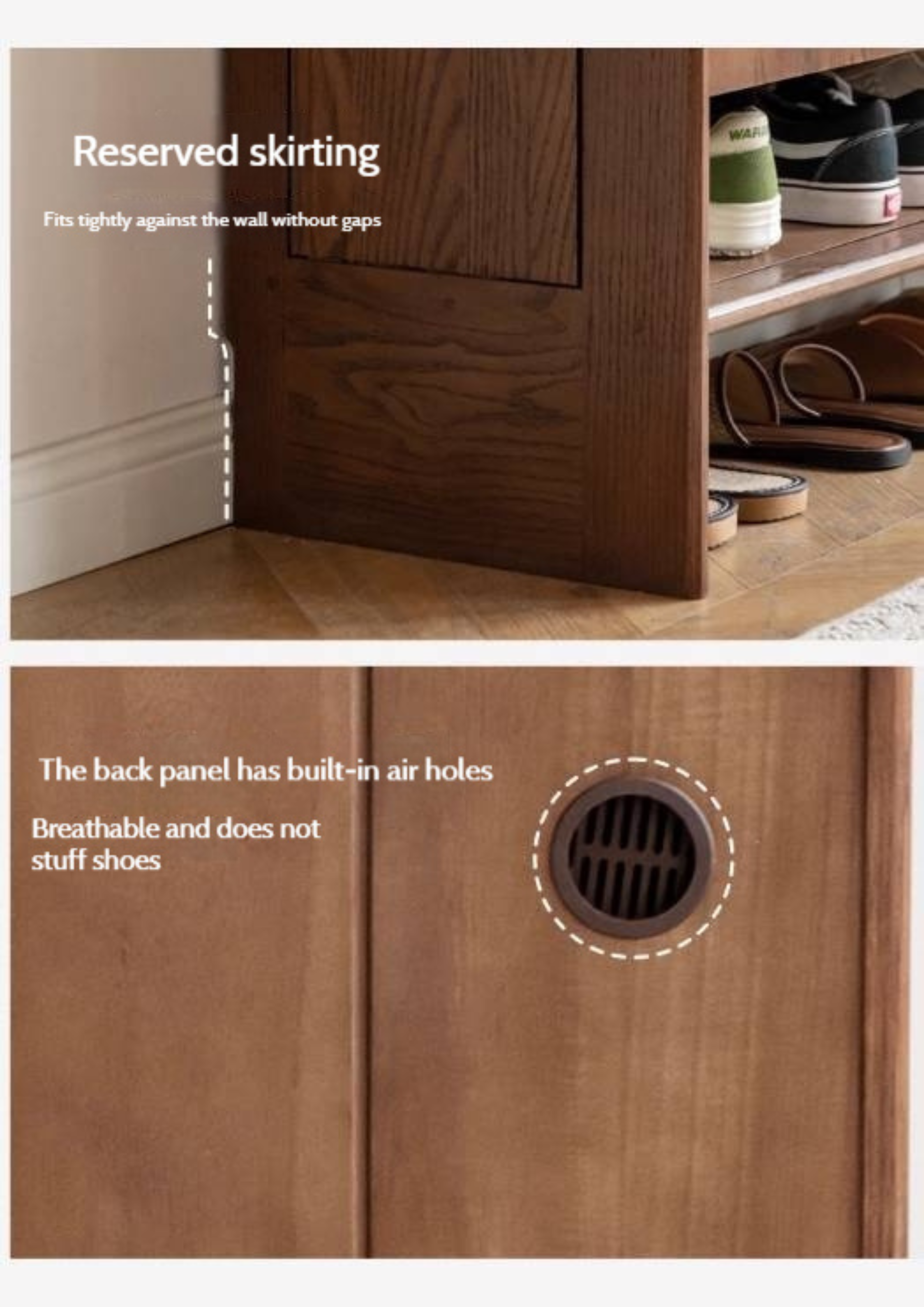 Oak Solid Wood Modern Rock Board Shoe Cabinet