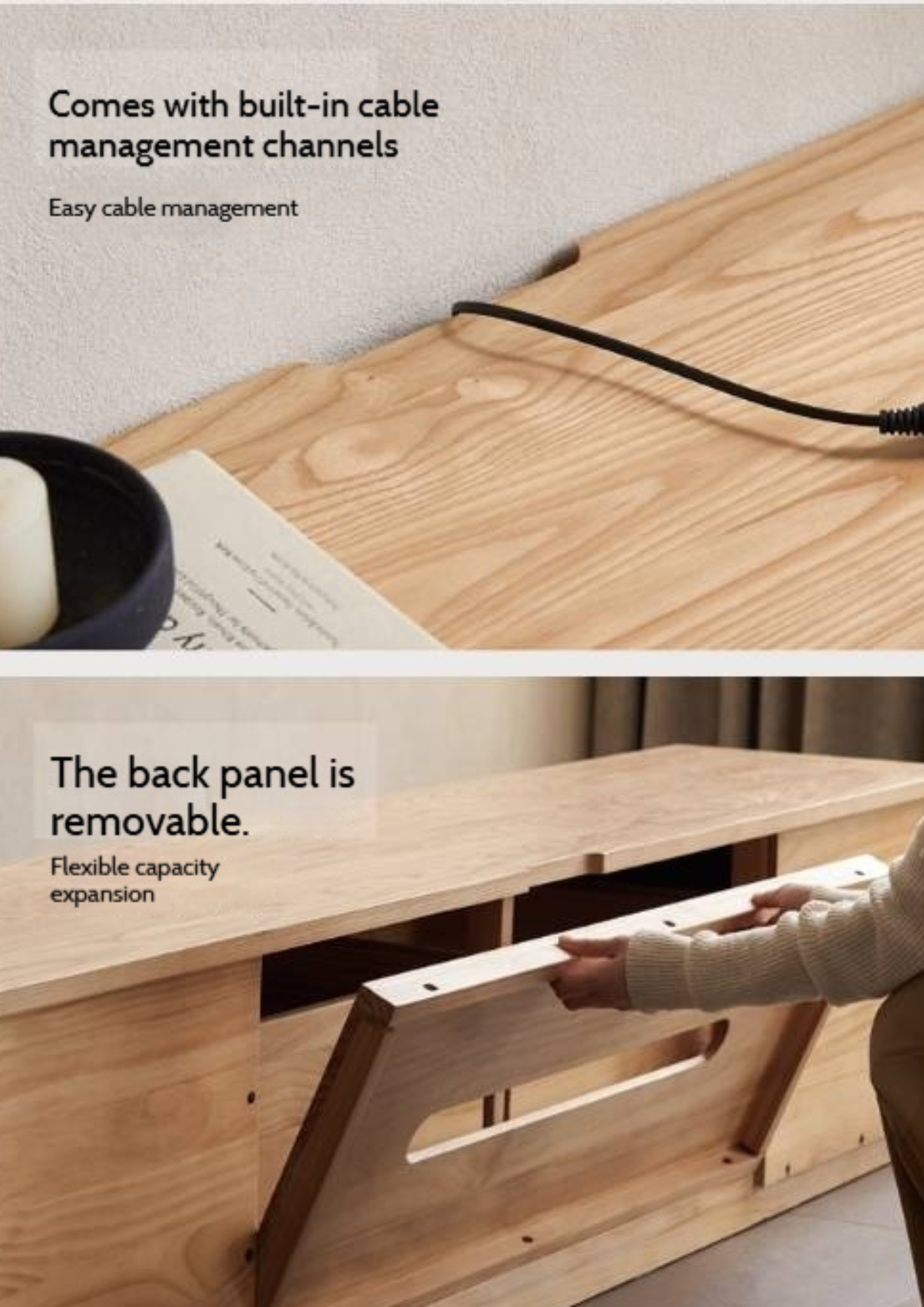 Ash Solid Wood Wabi-Sabi Style TV Cabinet