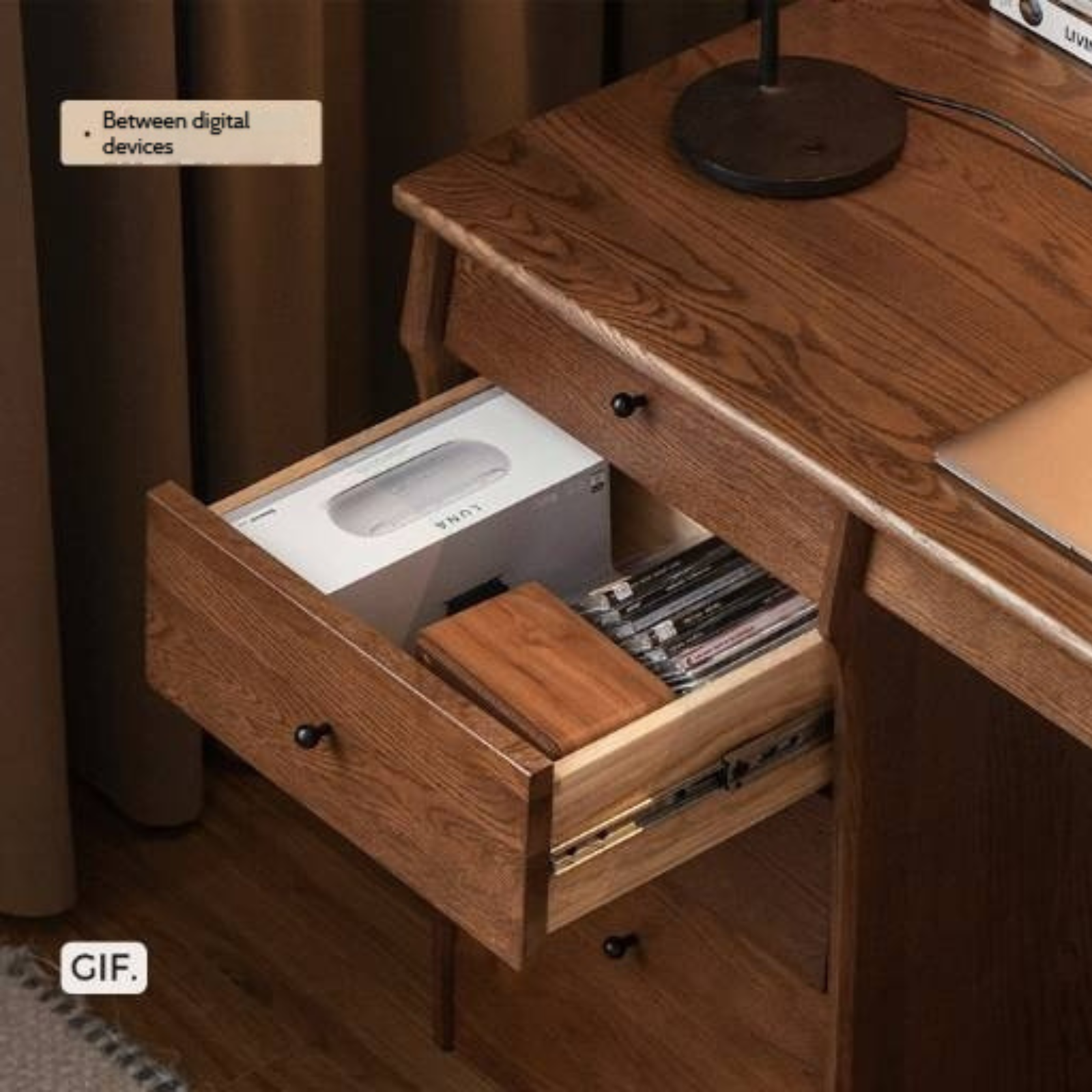 Oak Solid Wood Computer Desk With Shelf