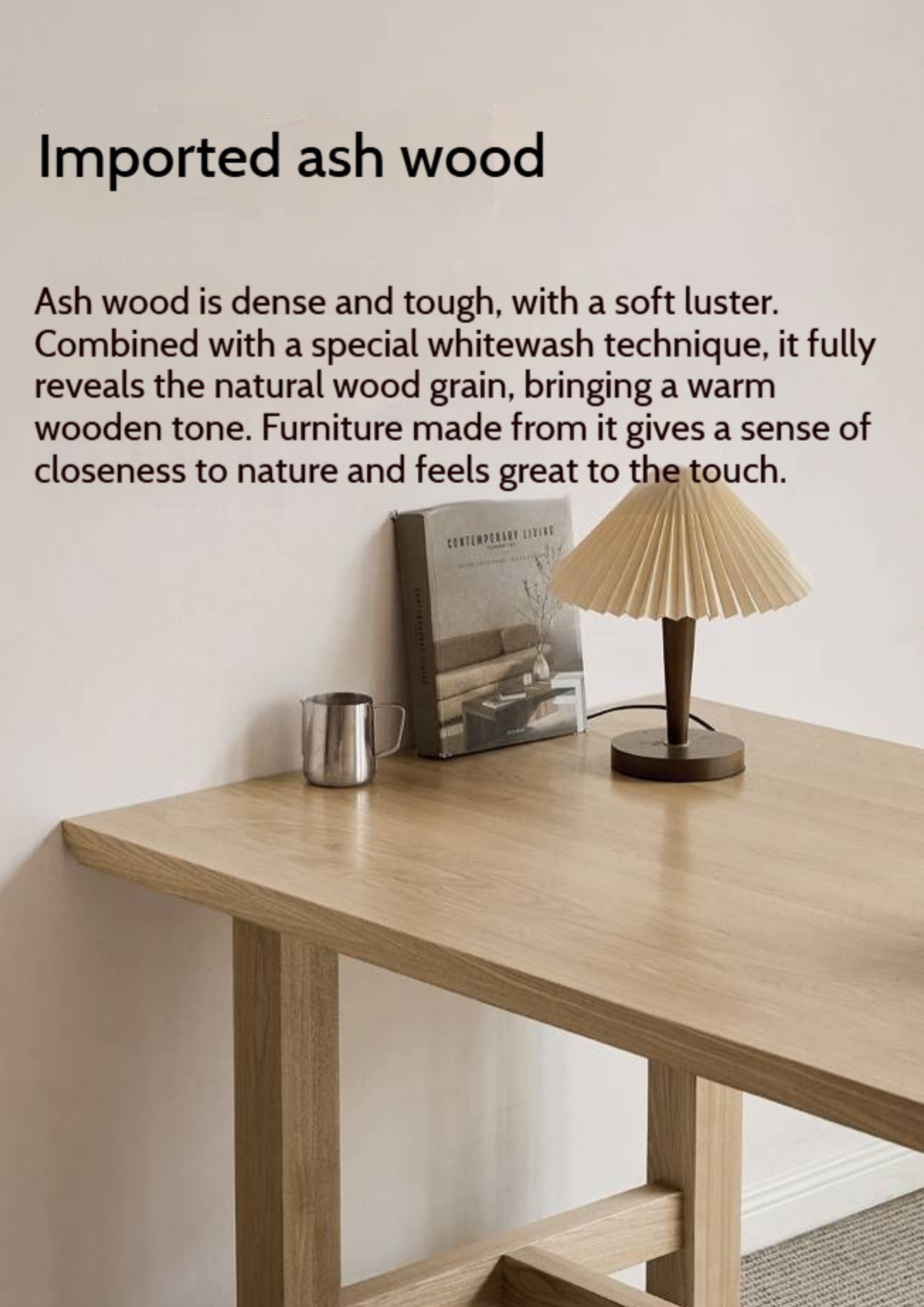 Ash Solid Wood Wabi Sabi Style Dining Table