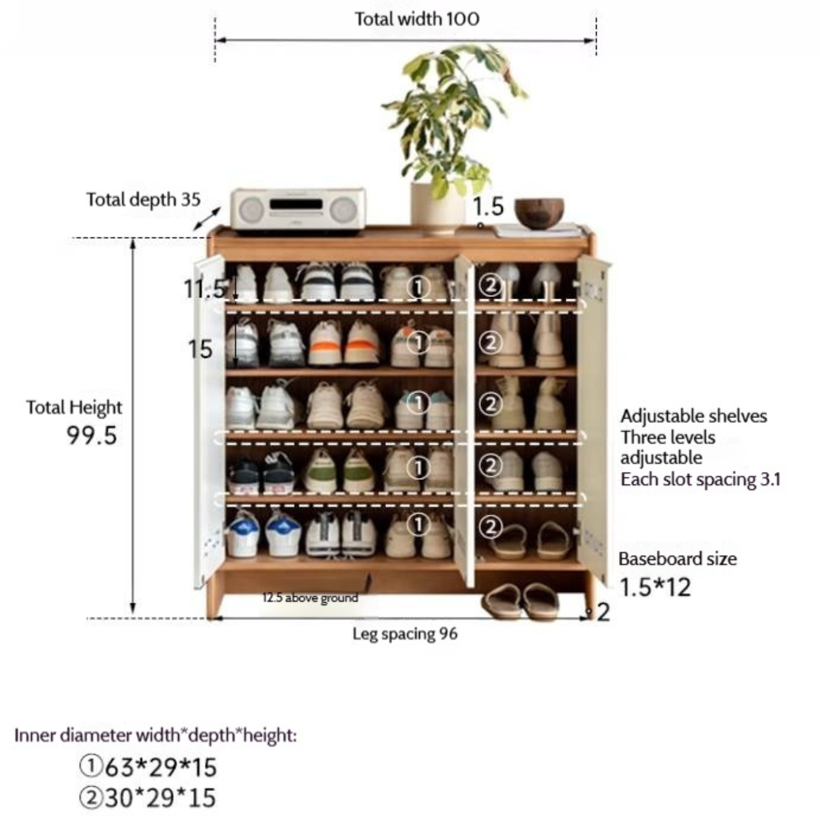 Solid Rubber Wood, Poplar Solid Wood Shoe Cabinet