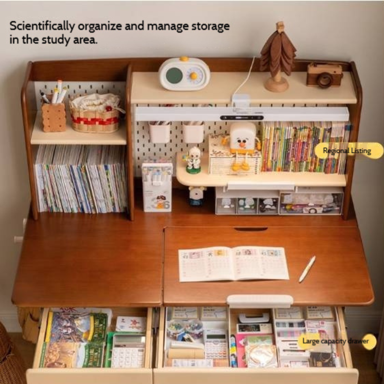 Solid Rubberwood Retro Style Children's Study Desk