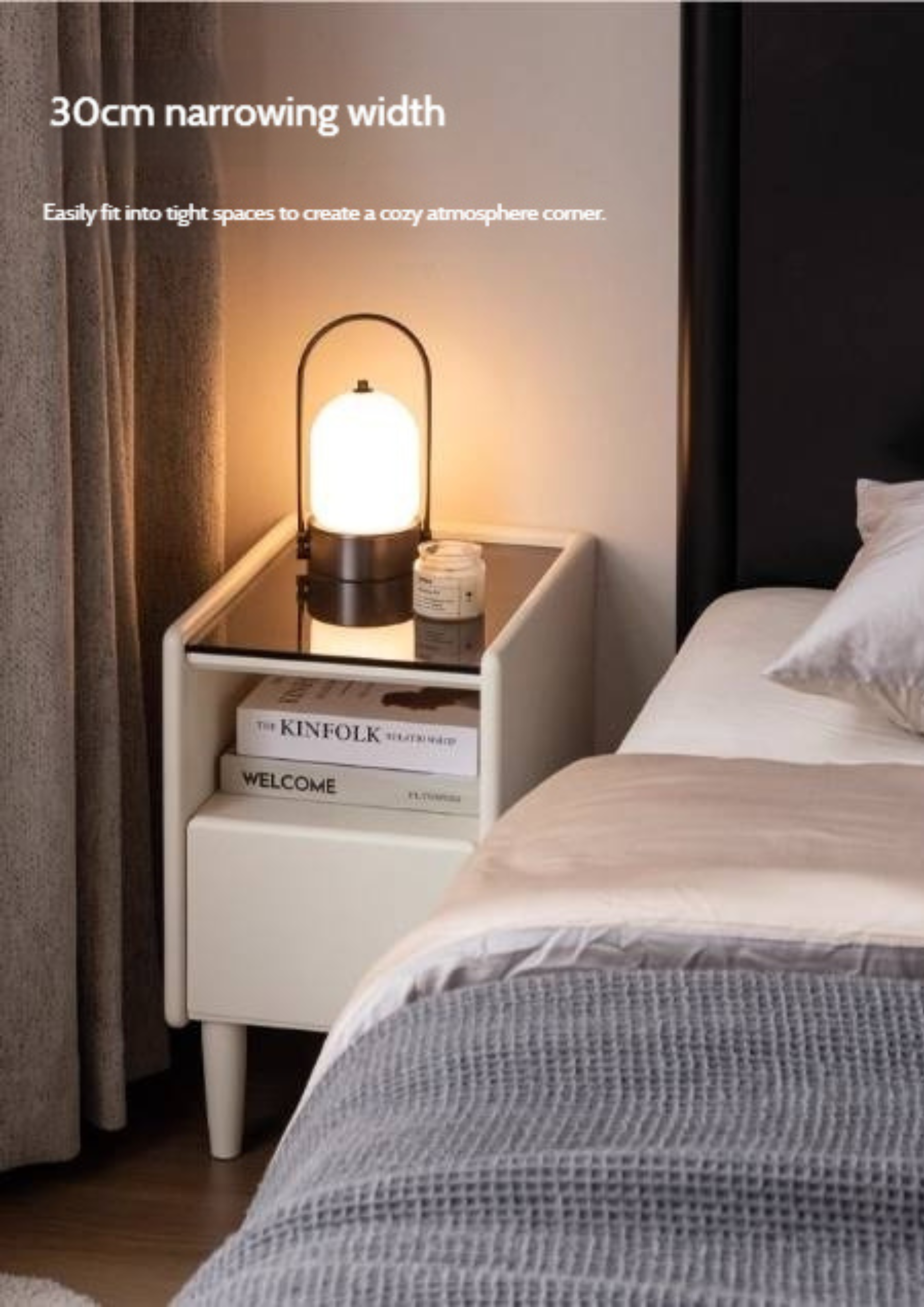 Solid Rubberwood Modern Nightstand