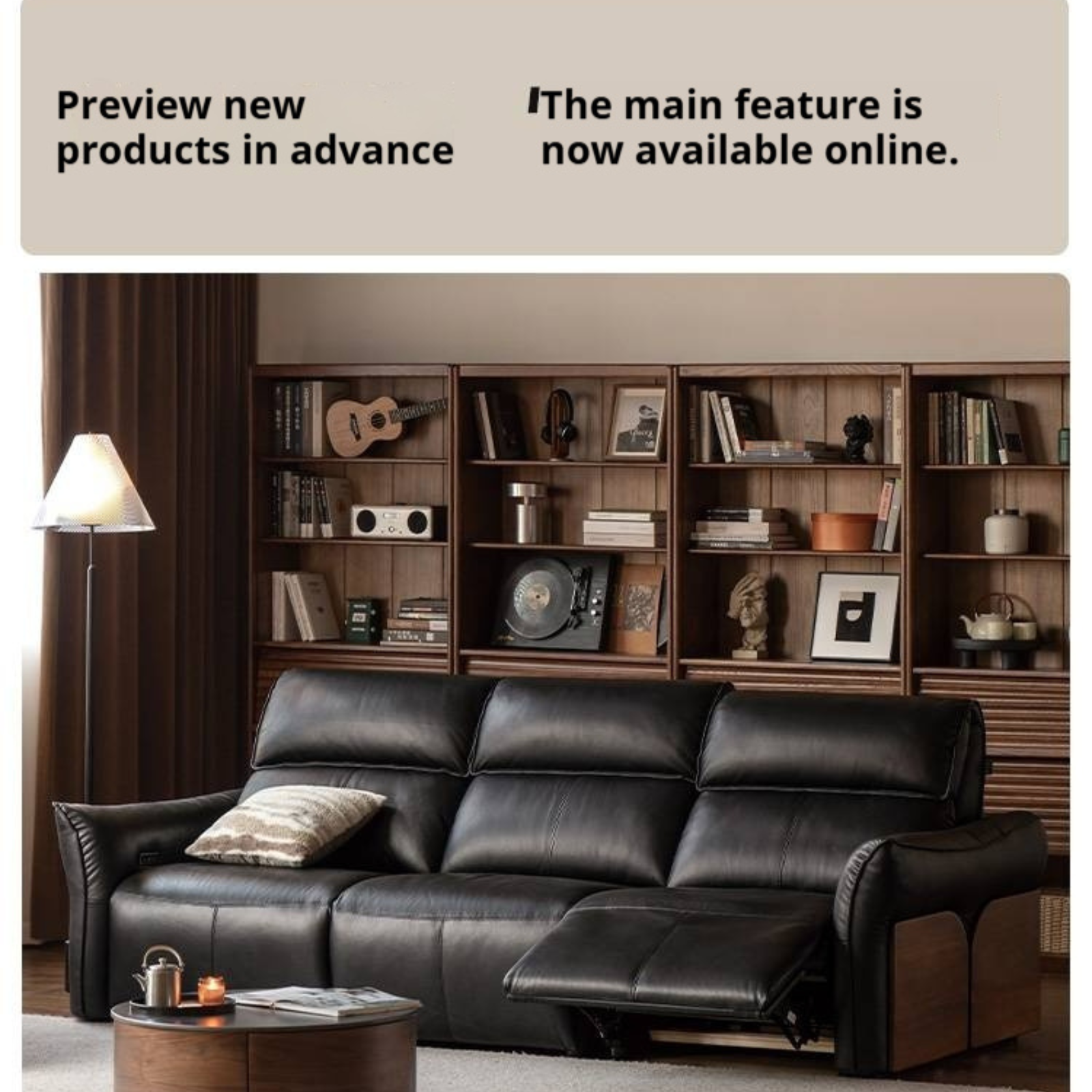 Black walnut solid wood Top Grain Genuine Leather Zero Wall Power Reclining Sofa