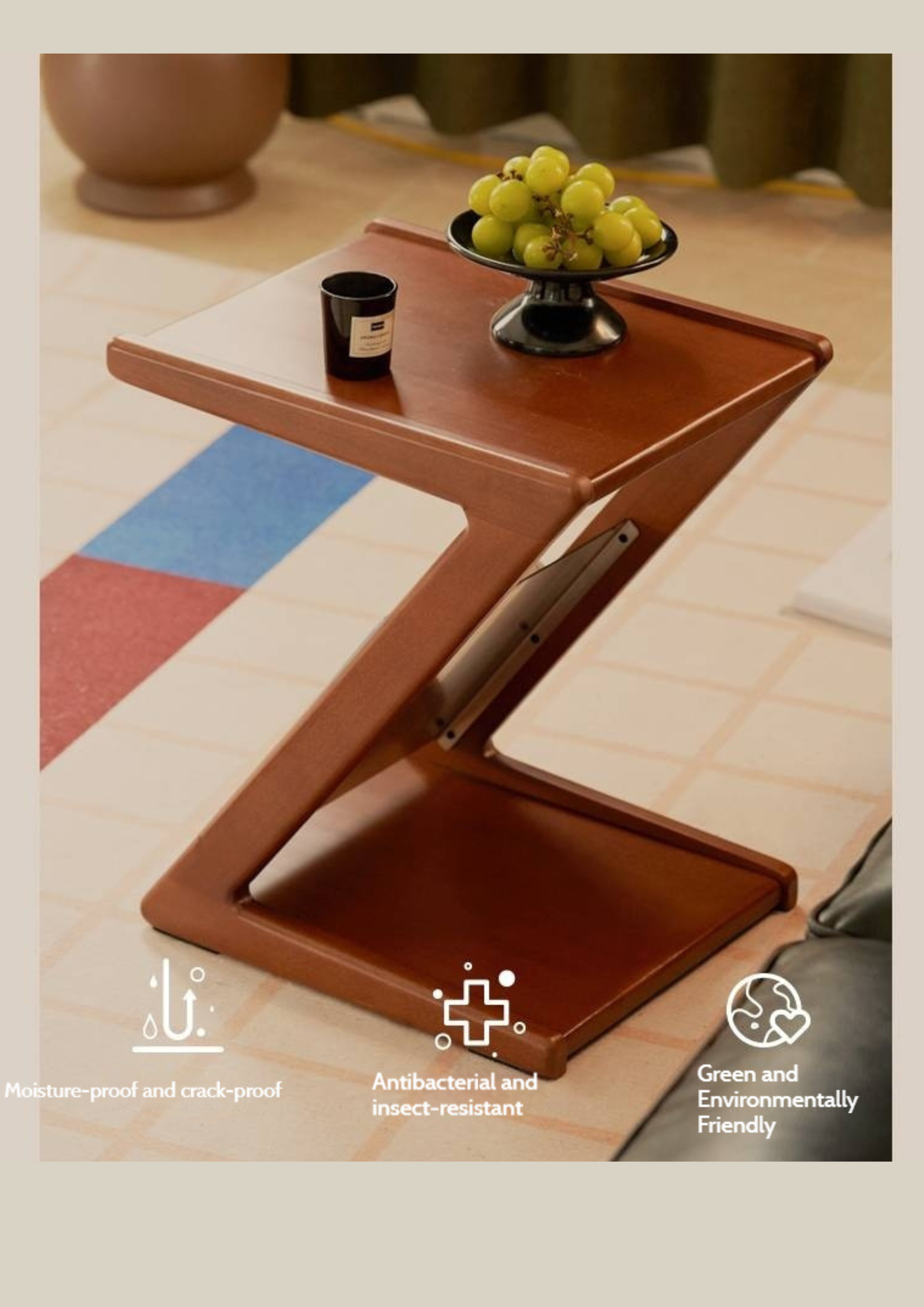 Poplar Solid Wood Bauhaus Style Side Table