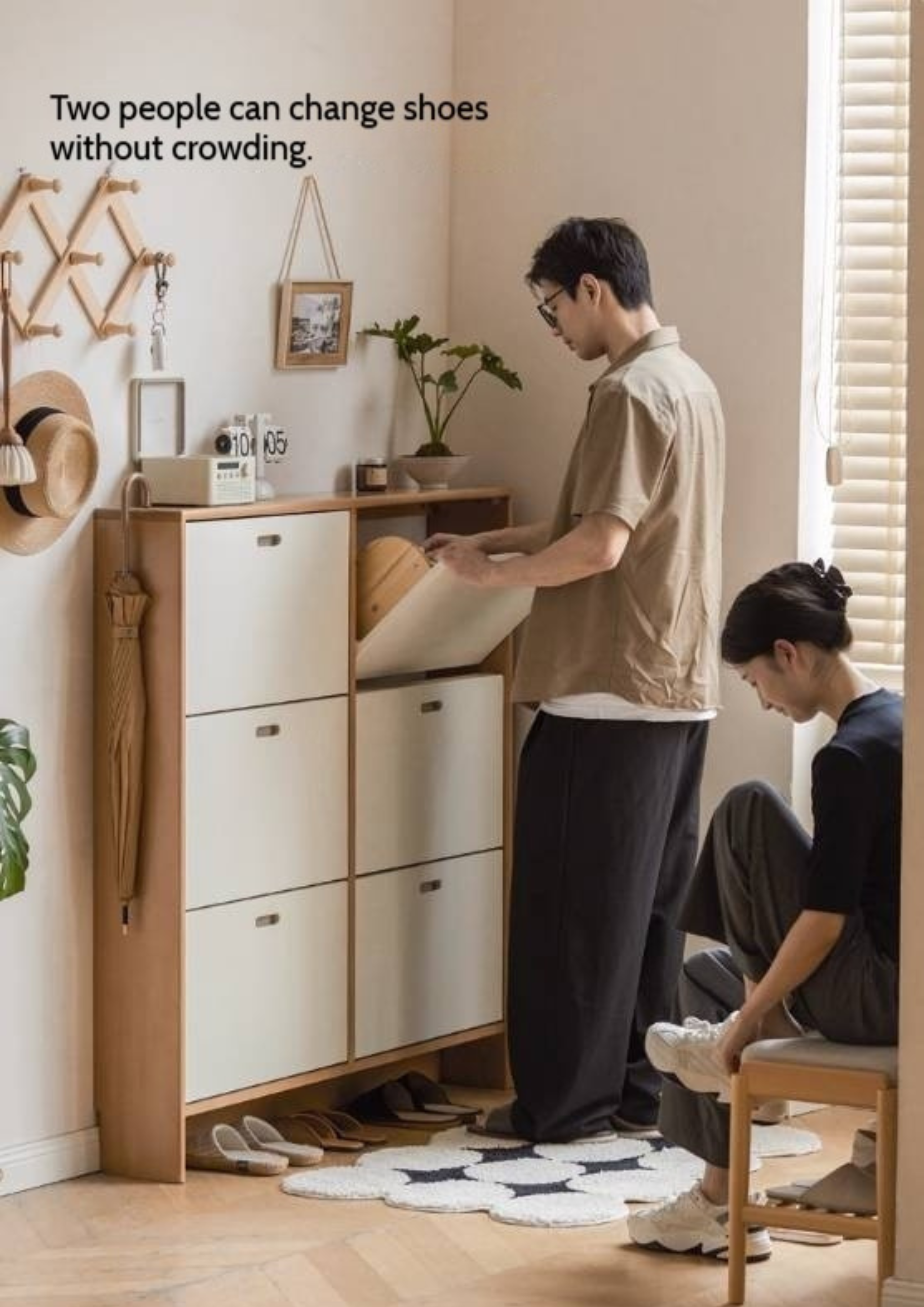 Birch Solid Wood Ultra-Thin Shoe Cabinet