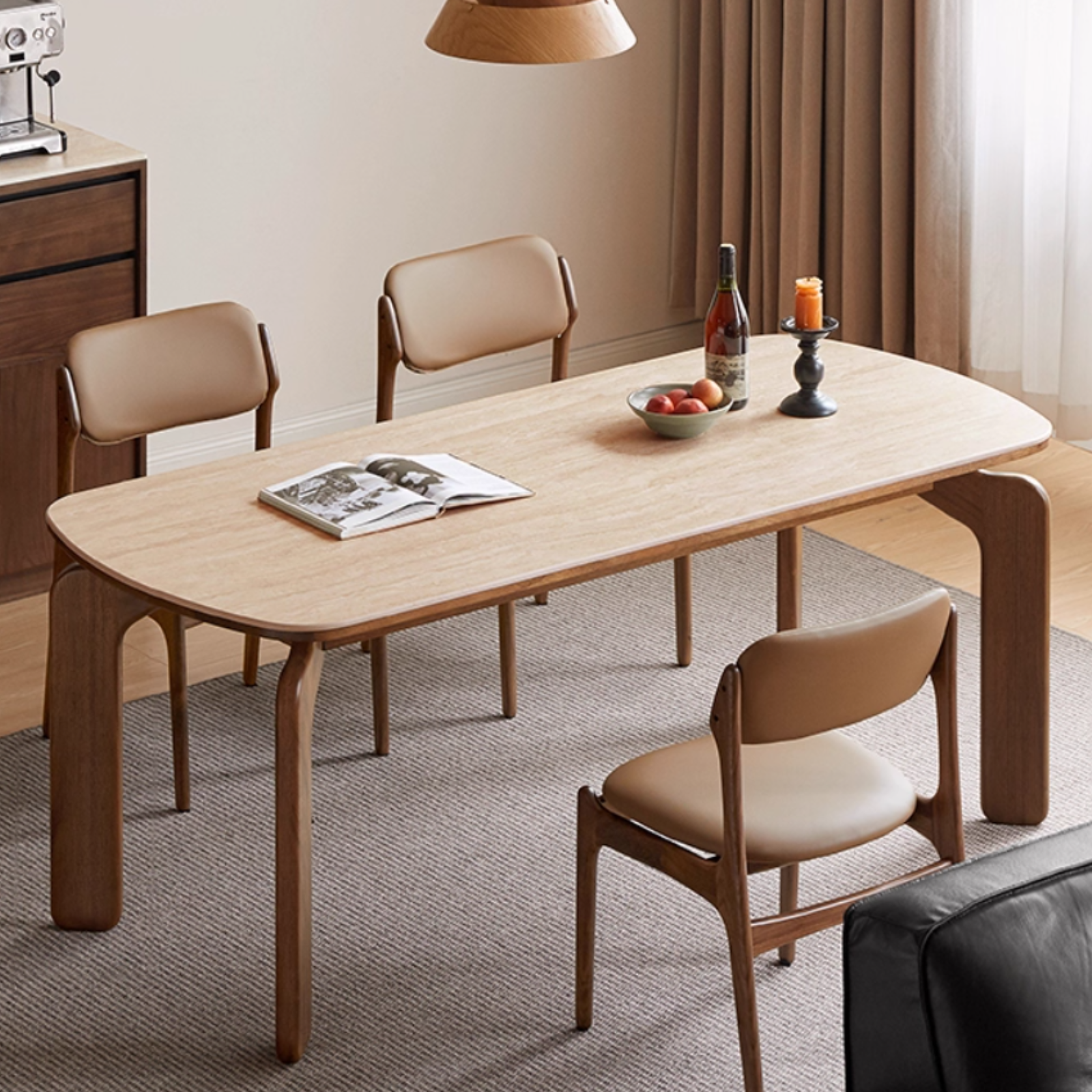 Sandalwood Solid Wood Rock Board Retro Antique Style Dining Table