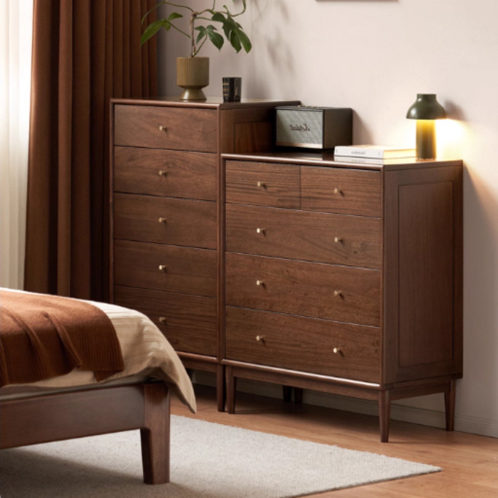 Red Zebrawood Solid Wood Modern Minimalist Chest of Drawers