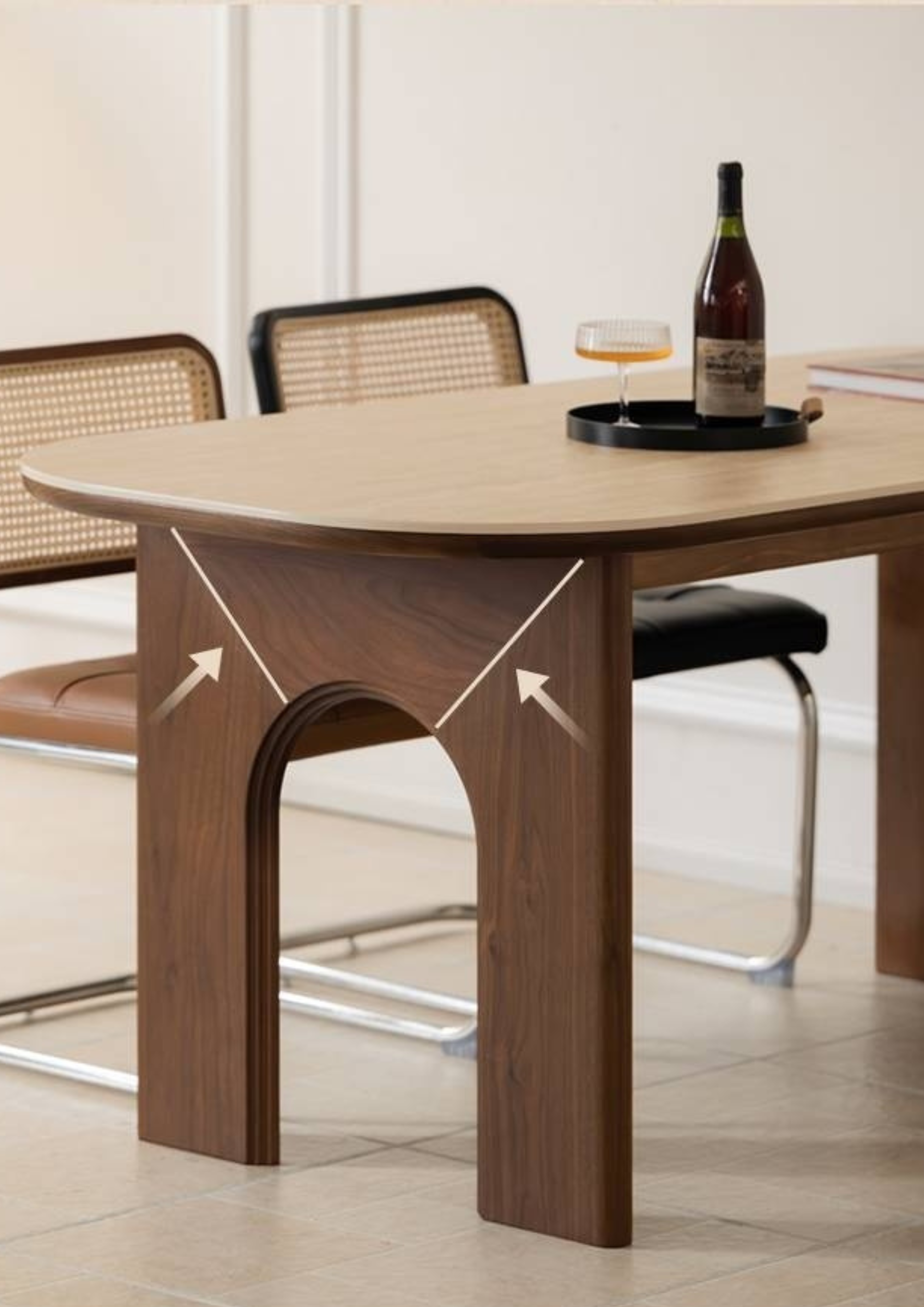 Black Walnut, Oak Solid Wood French Retro Style Dining Table