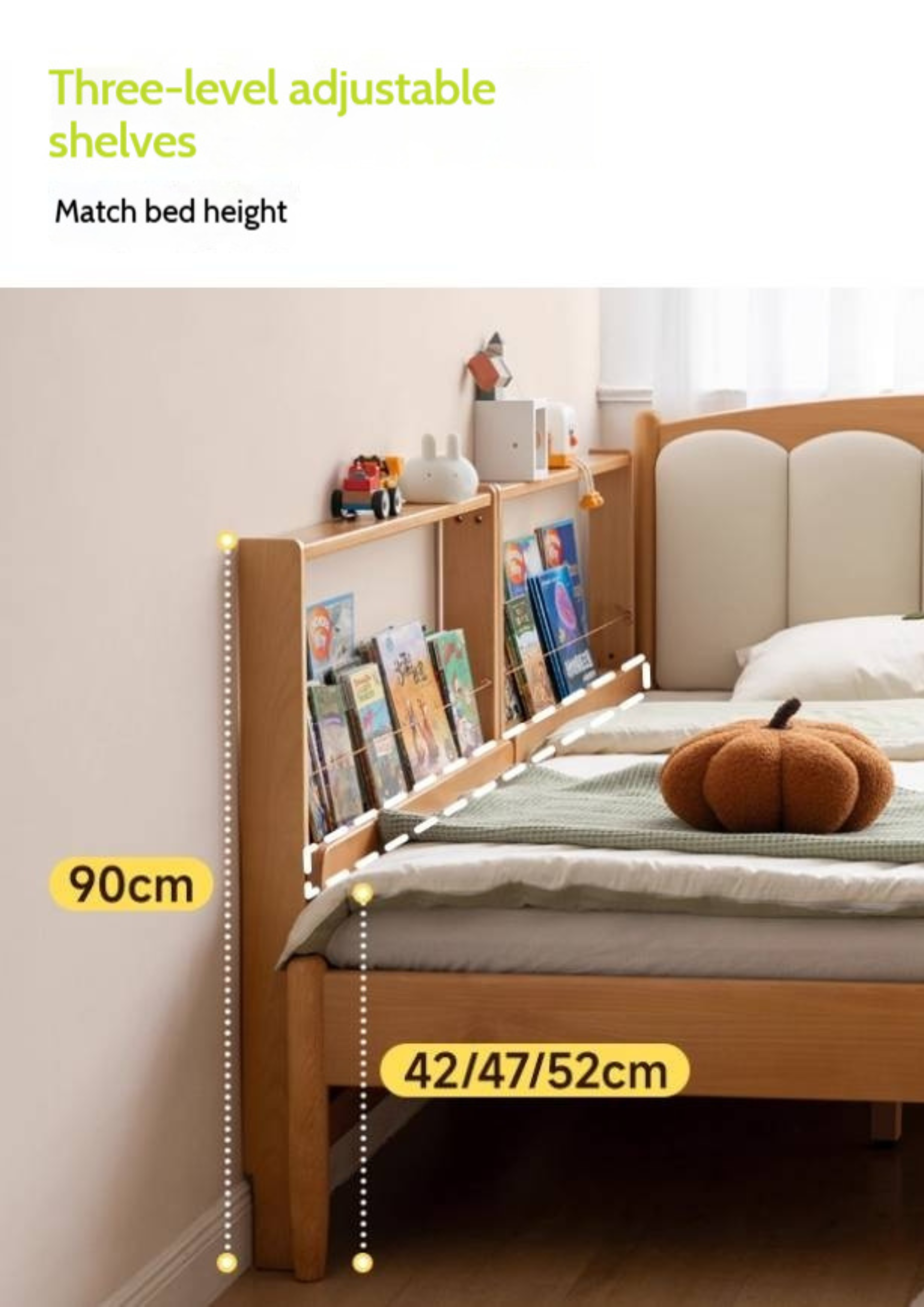 Beech Solid Wood Children's Bedside Miniature Bookshelf