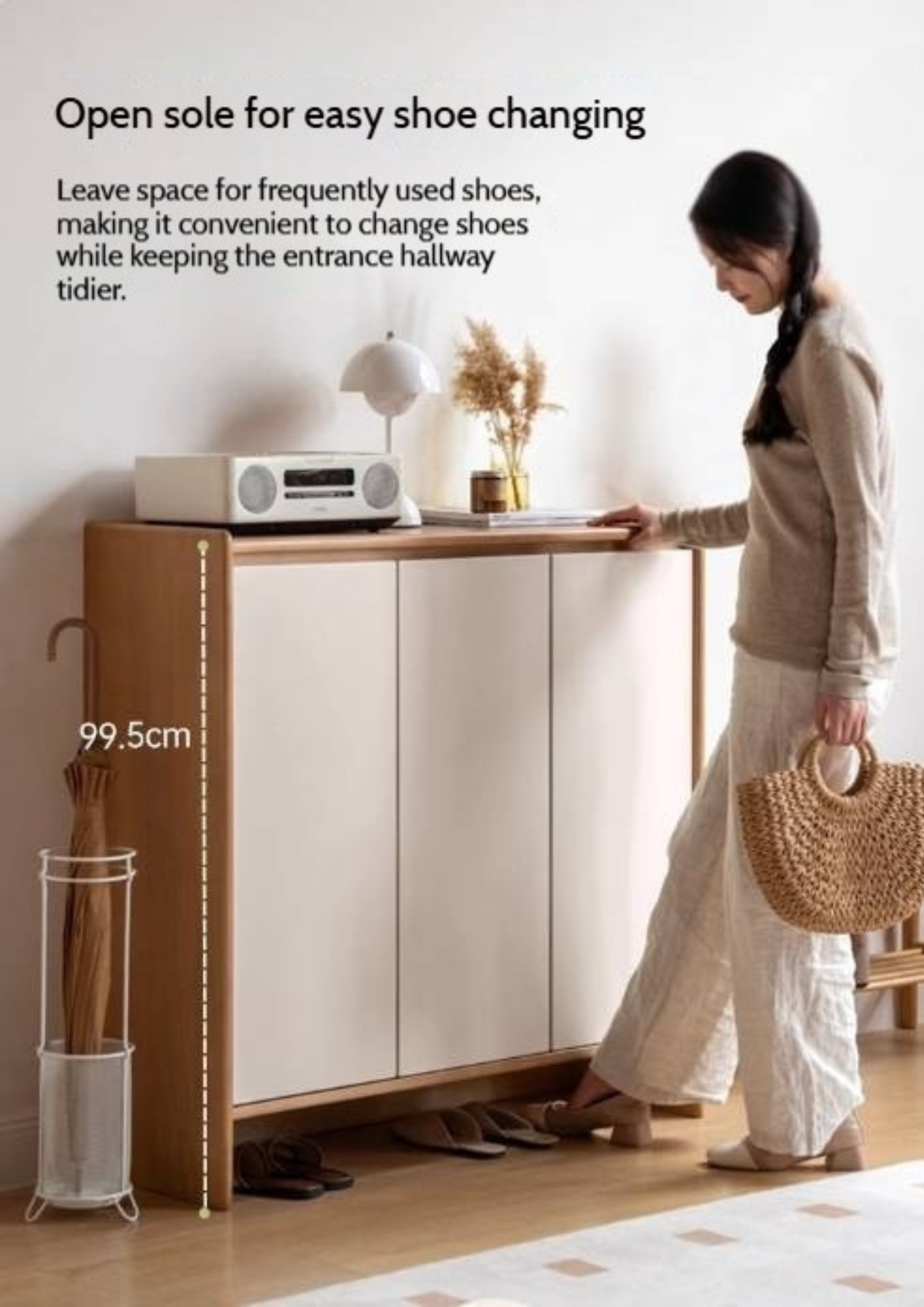 Solid Rubber Wood, Poplar Solid Wood Shoe Cabinet